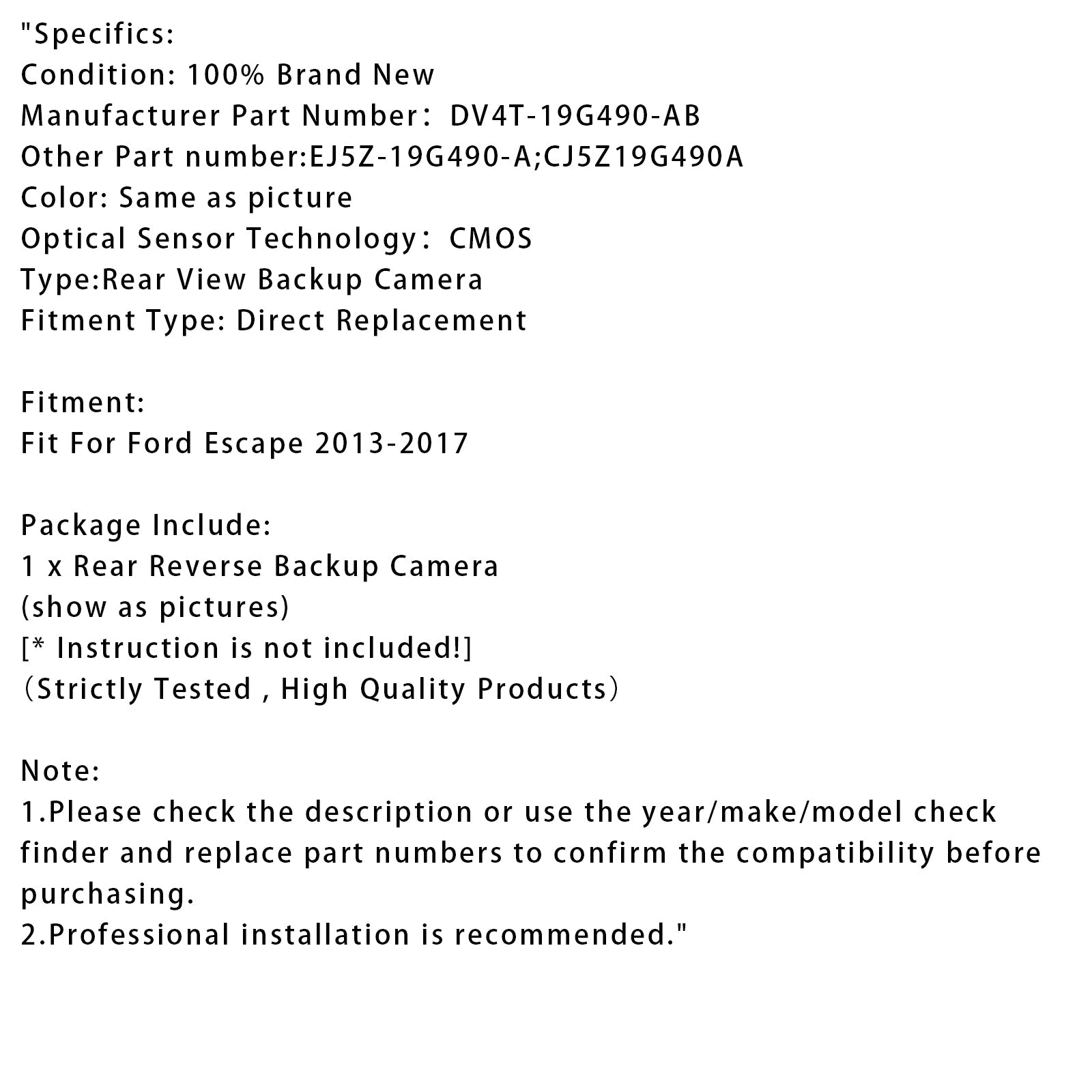 Kamera za pomoč in parkiranje za Ford Kuga 2013-2017 DV4T-19G490-ABB