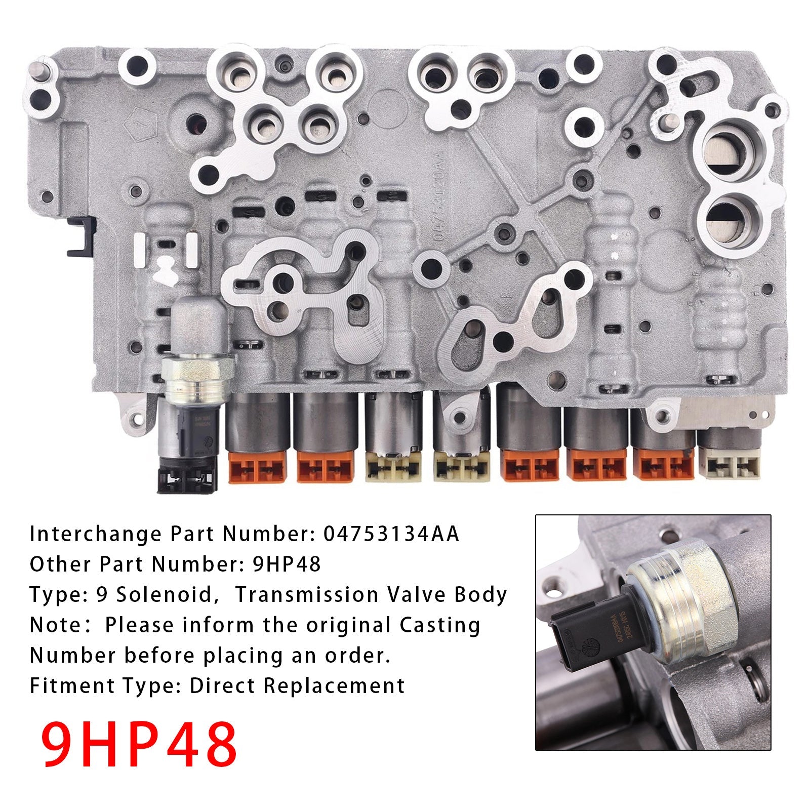 Blocco valvole di trasmissione Chrysler Jeep Cherokee 2014-2017 con 9 solenoidi 9HP48 04753134AA