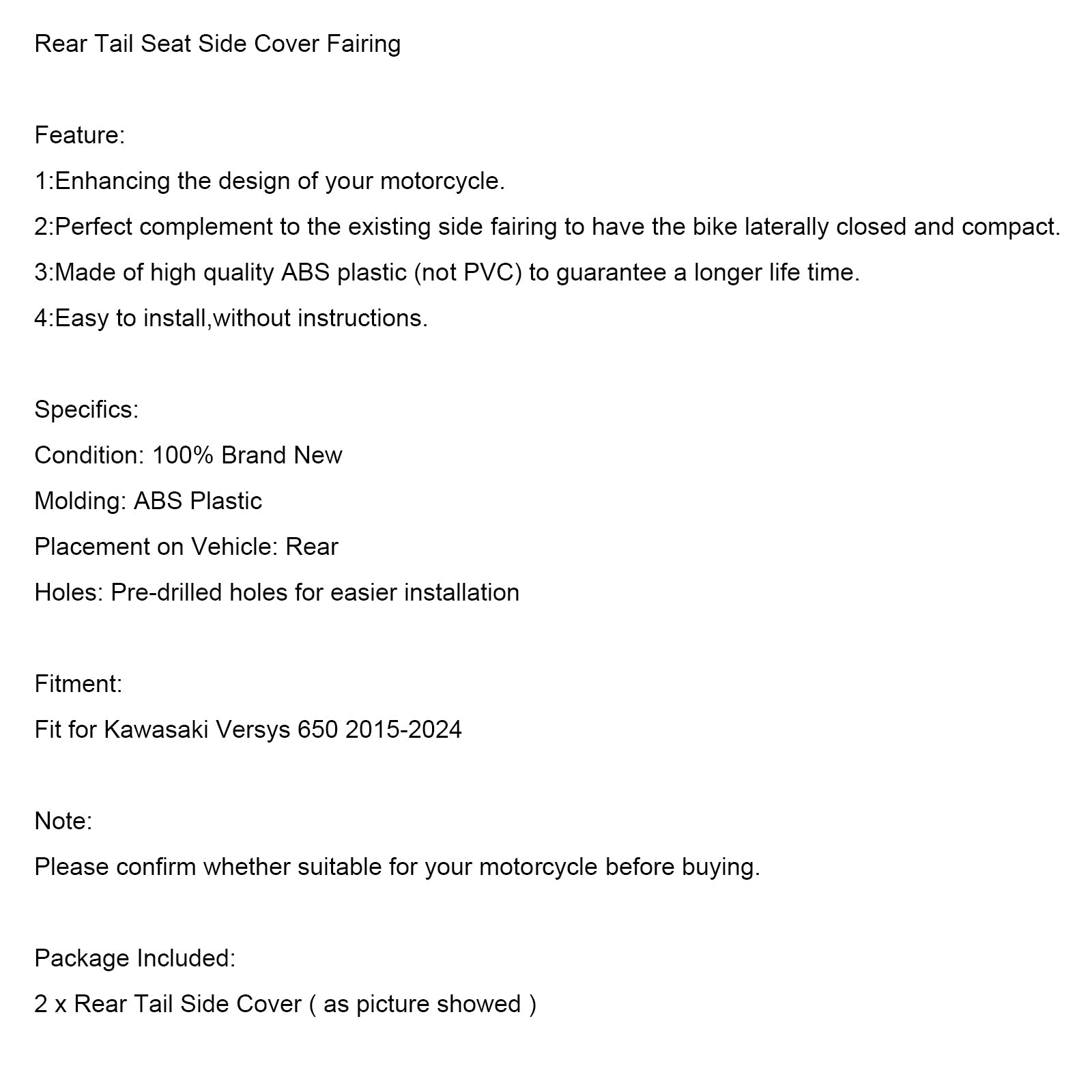 Coprisella posteriore per carenatura laterale per Kawasaki KLE650 Versys 650 2015-2024