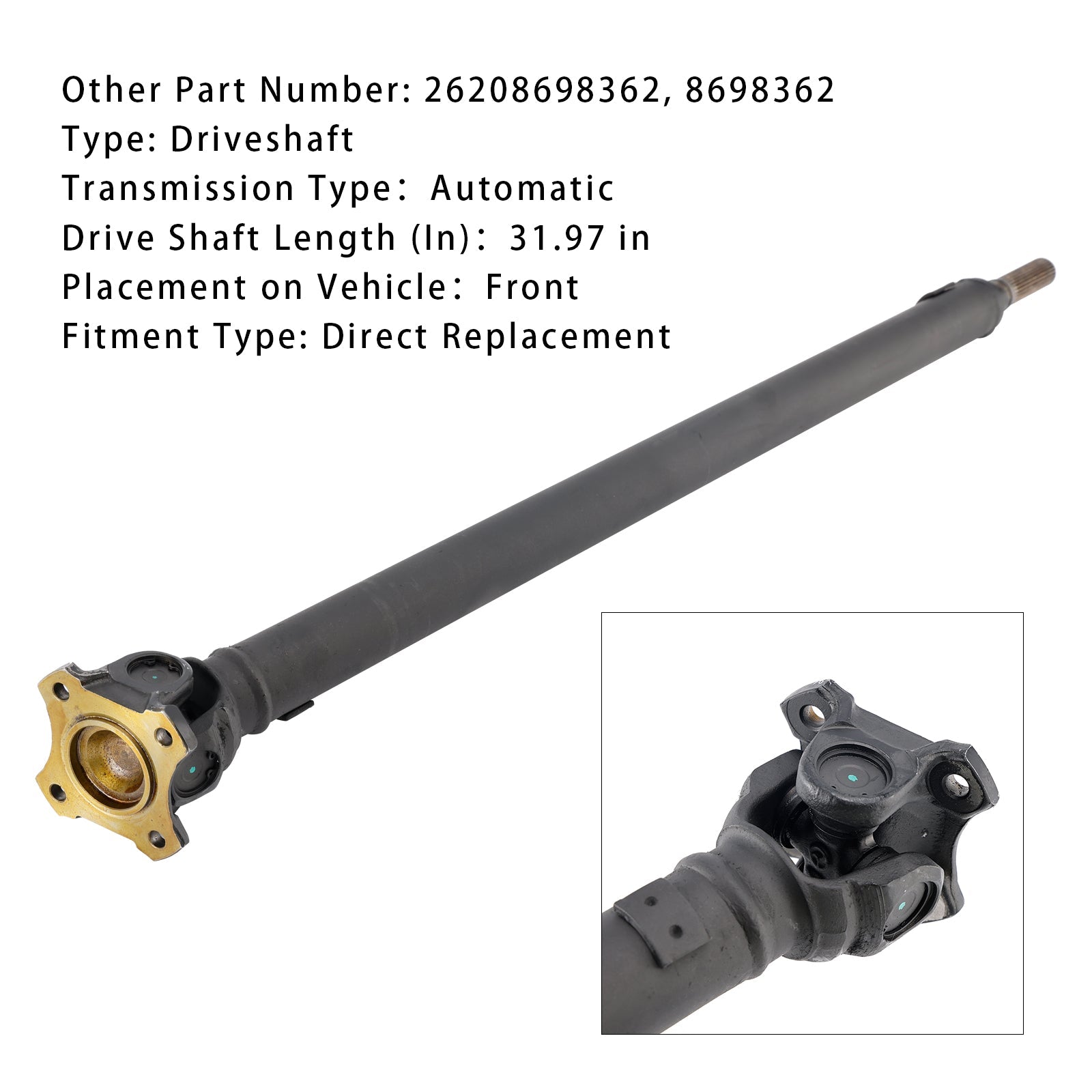 Arbre de transmission avant à cardan avant 26208698362 pour BMW M760i xDrive G12 2017-2020, transmission automatique à traction intégrale