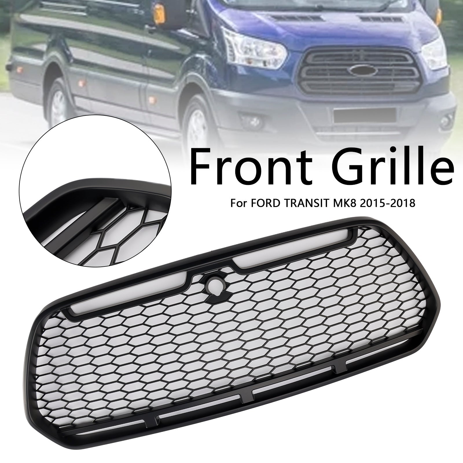 Grille de pare-chocs avant noire mate pour Ford Transit MK8 Raptor 2015-2018