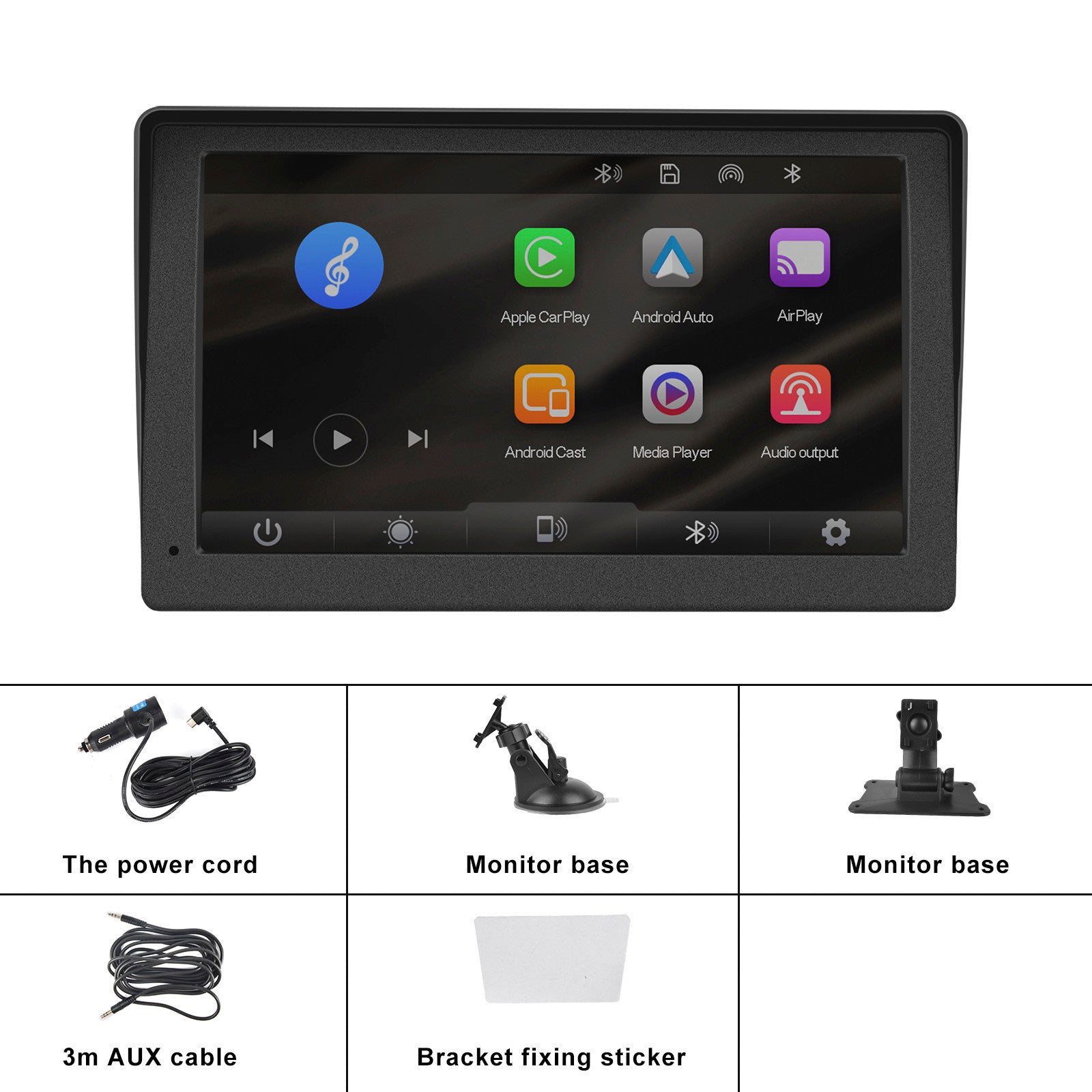 Lecteur multifonctions 7 pouces compatible CarPlay, Apple AirPlay et Android Auto avec caméra de projection