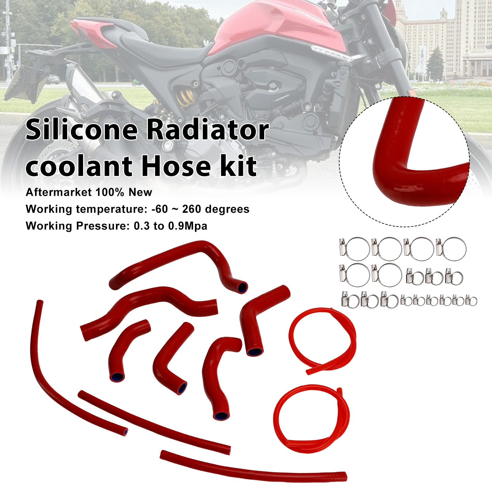 Durite de refroidissement en silicone pour radiateur Ducati Monster 937 (2021-2025)