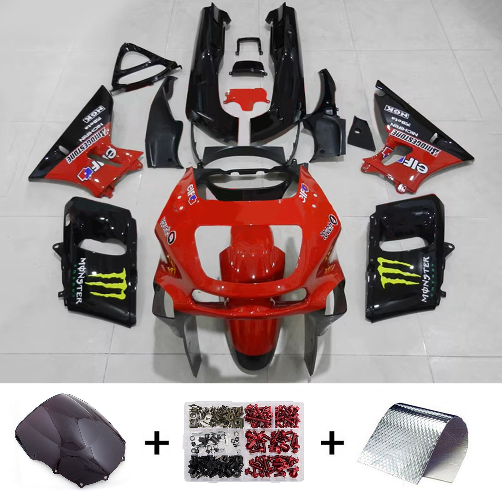 Komplet oklepa z vbrizgano ABS plastiko, združljiv s Kawasaki ZZR400 1993-2007 in ZZR600 1998-2003