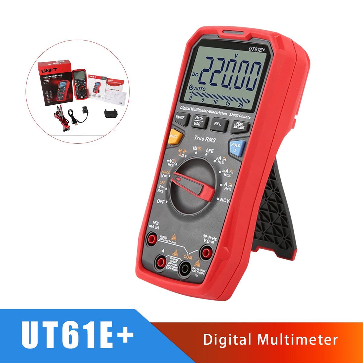 Multimètres numériques UT61E+ AC/DC à sélection automatique de gamme