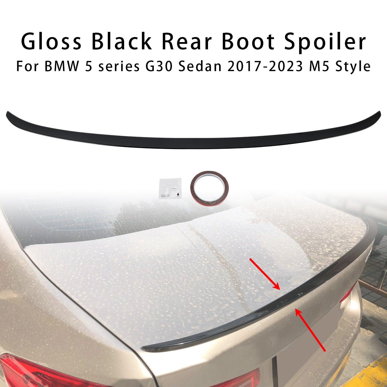 Glanzend zwarte achterspoiler in M5-stijl voor BMW 5 Serie G30 Sedan (2017-2023)