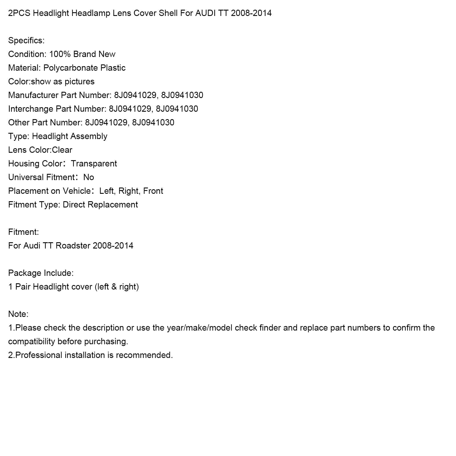 Zaščitna lupina za žaromet Audi TT 2008-2014, 2 kosa