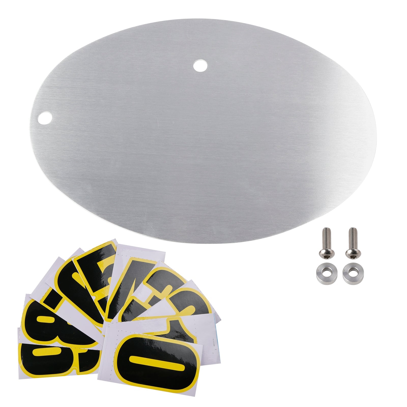 Universal moottoripyörän rekisterikilven alumiini, soikea ja henkilökohtainen