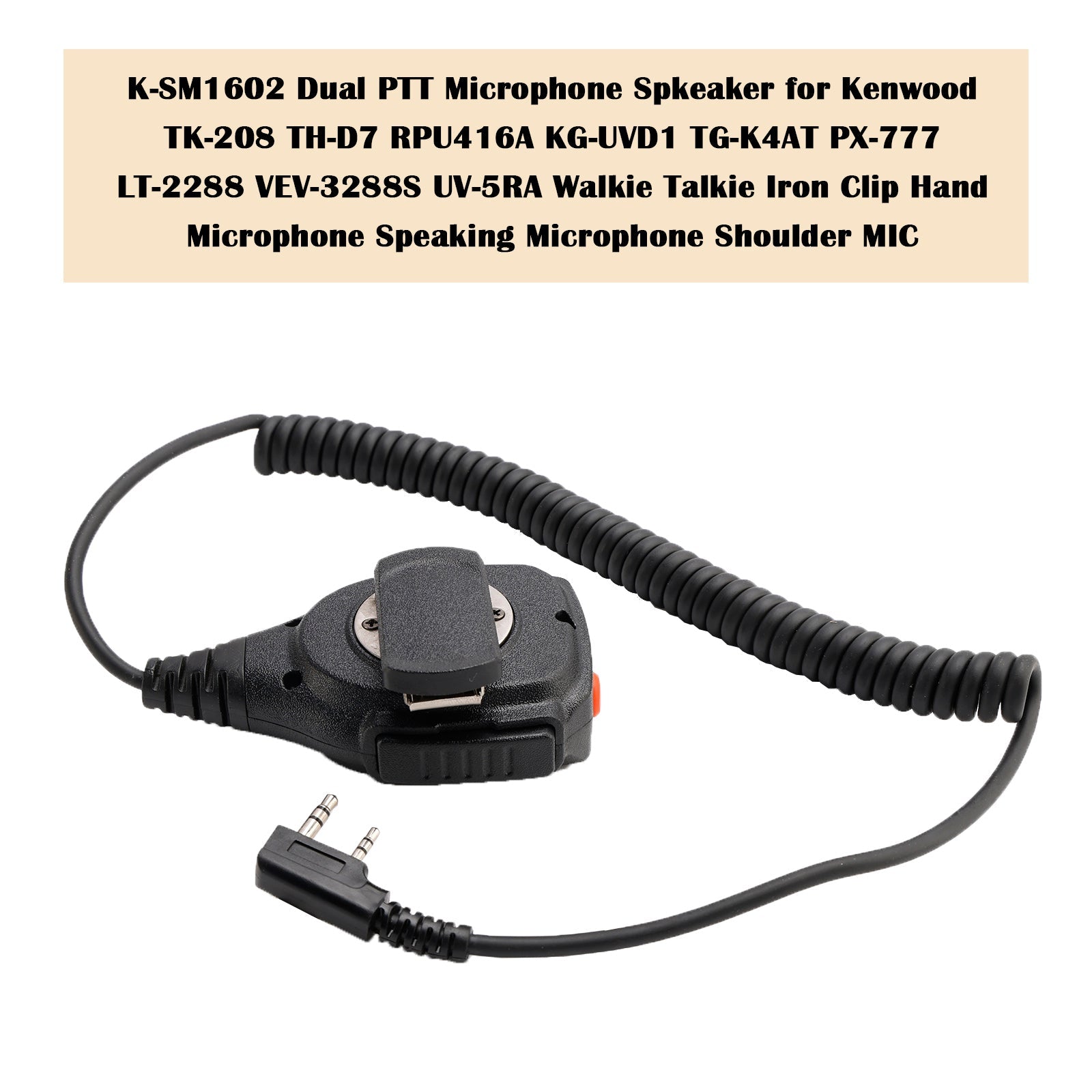 K-SM1602 PTT a doppio microfono per TK-220 TH-F6 RPV516A KG-UVD1P PX-666