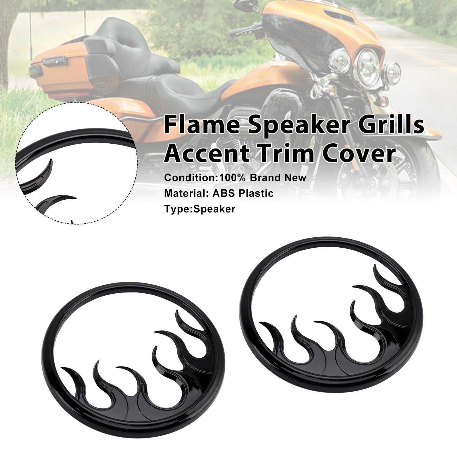 Flame Speaker Grills Decoratieve rand voor Touring Electra Glide Ultra Classic