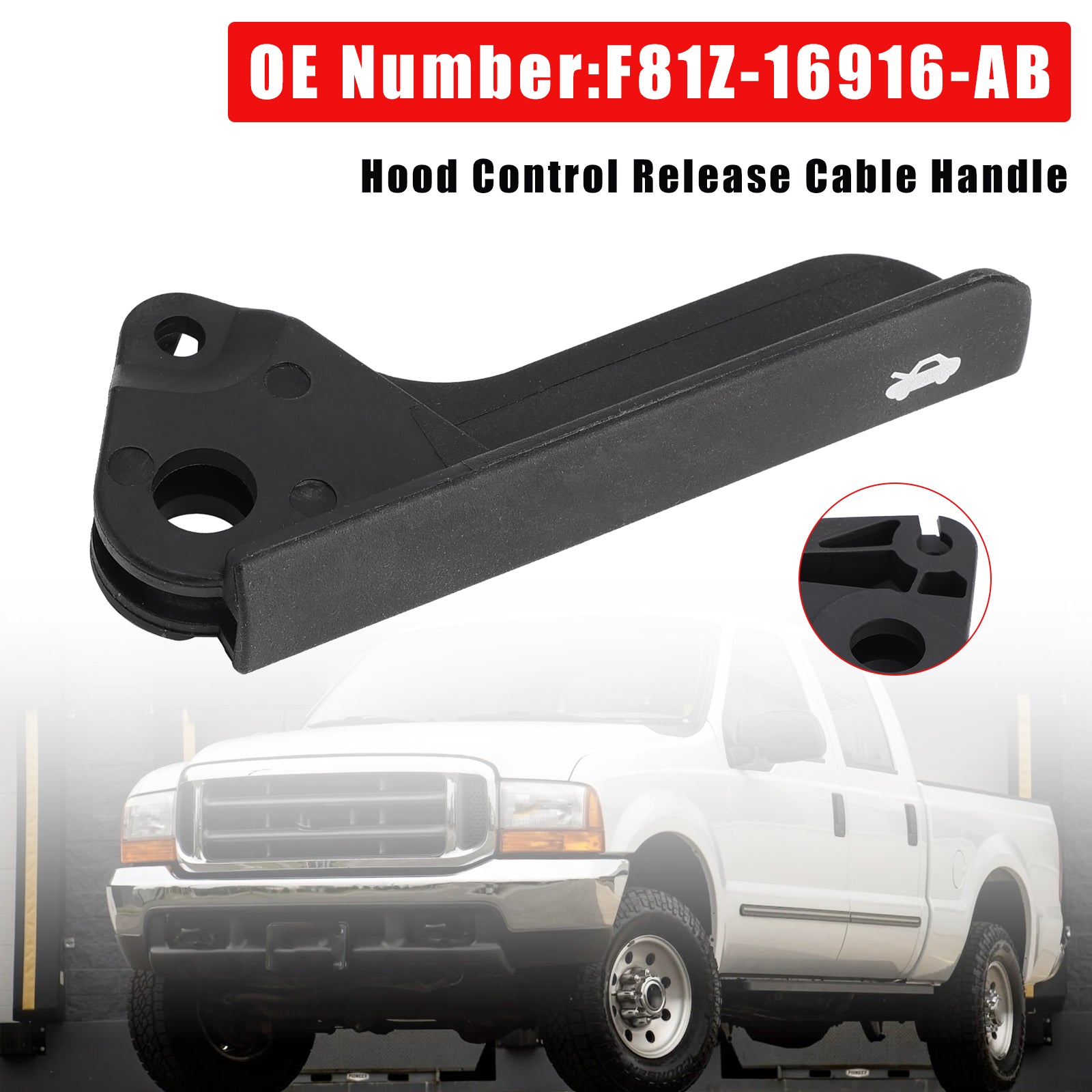 Poignée de câble de commande d'ouverture de capot F81Z-16916-AB pour Ford F250 350 1999-2010
