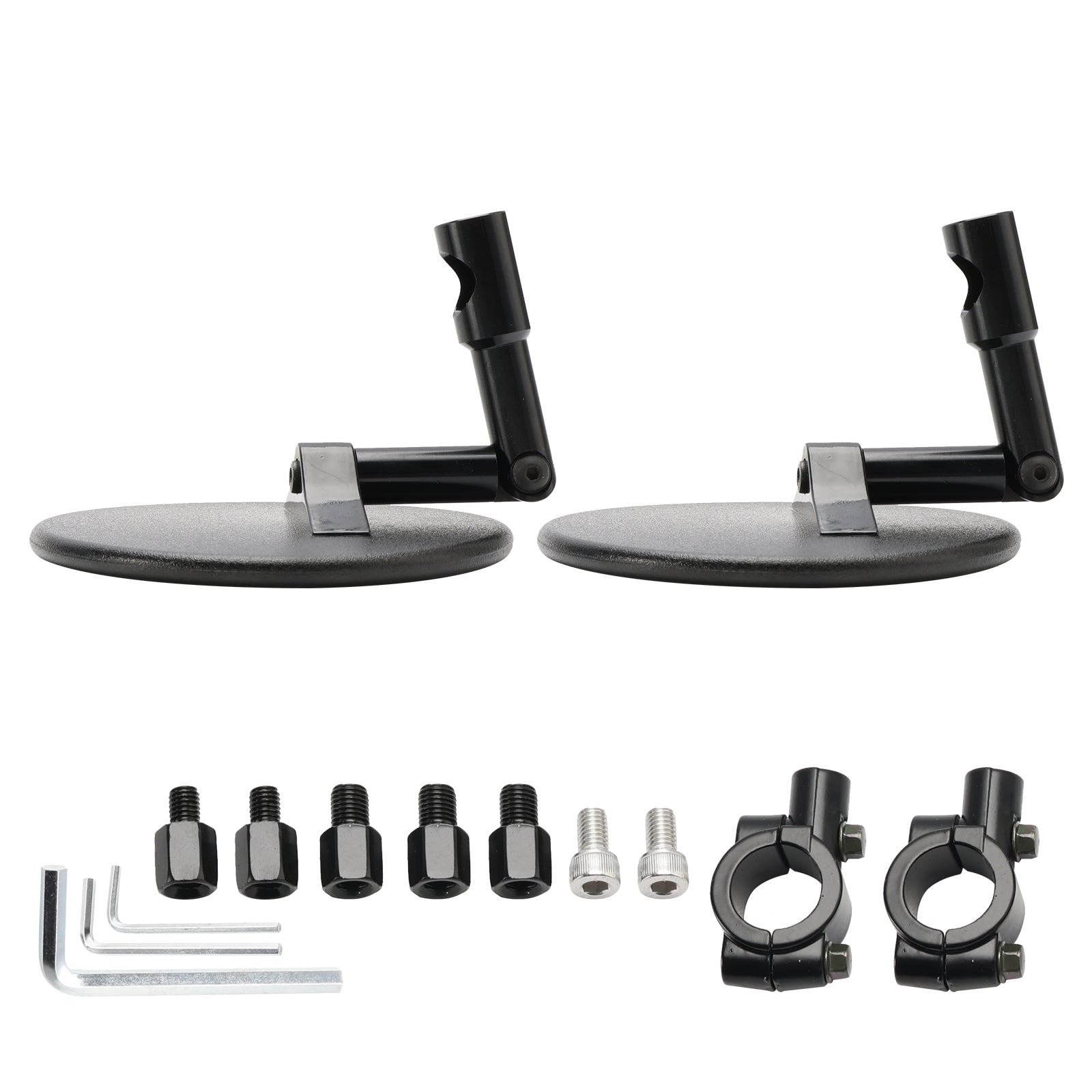 PARA CZARNYCH OKRĄGŁYCH LUSTEREK KIEROWNICY SUPERBIKE SUPERMOTO KOŃCÓWKA KIEROWNICY LUSTERKO M8 M10