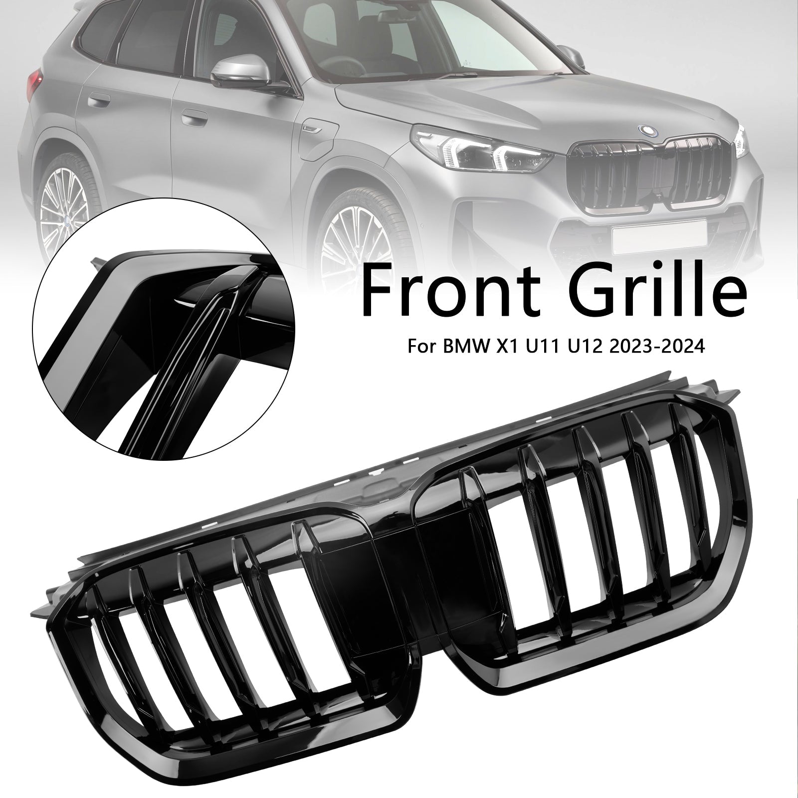Glanzend zwarte voorbumpergrille voor BMW X1 U11 U12 2023-2024