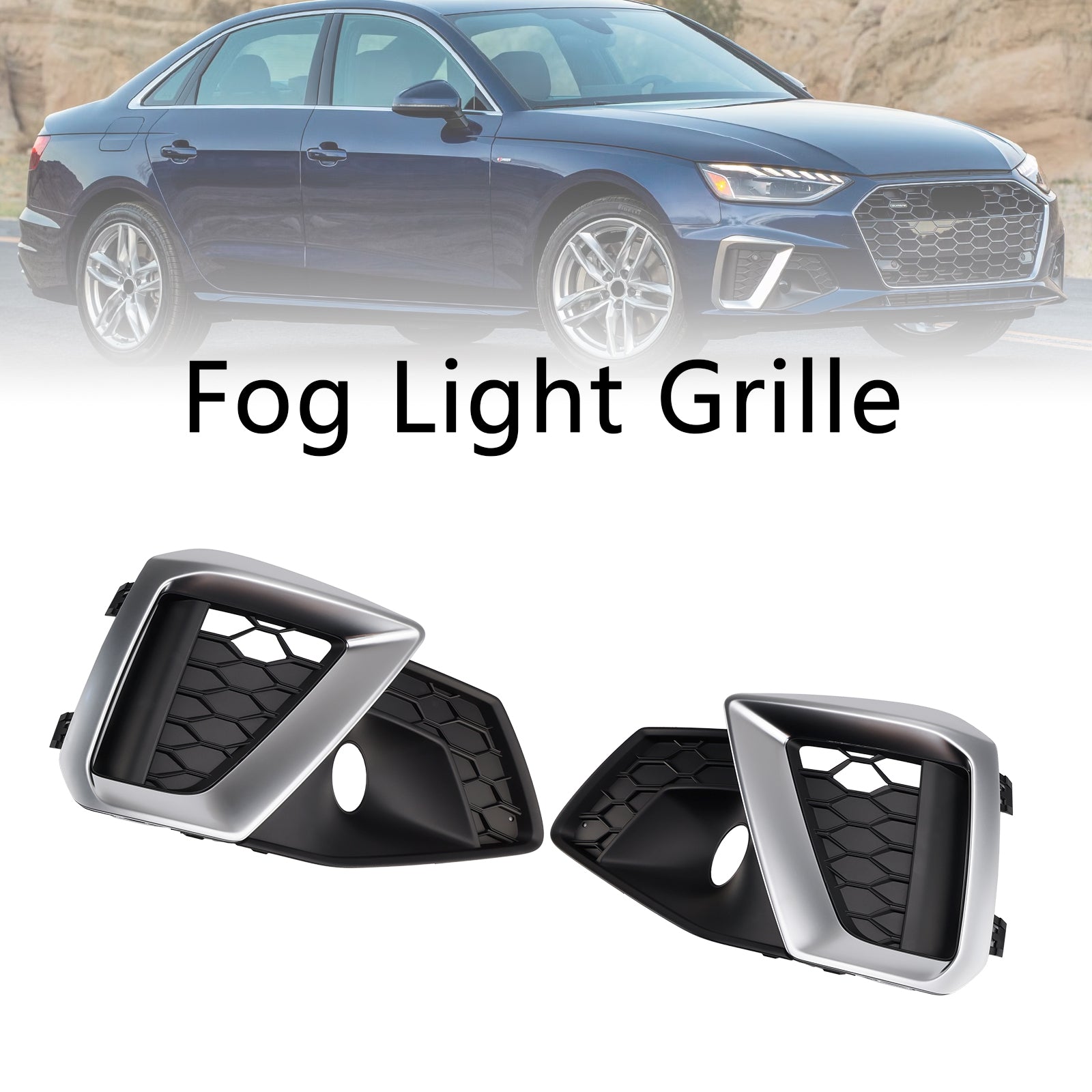 Grille de protection inférieure antibrouillard argentée pour pare-chocs avant Audi A4 B9.5 S-Line 2020-2024
