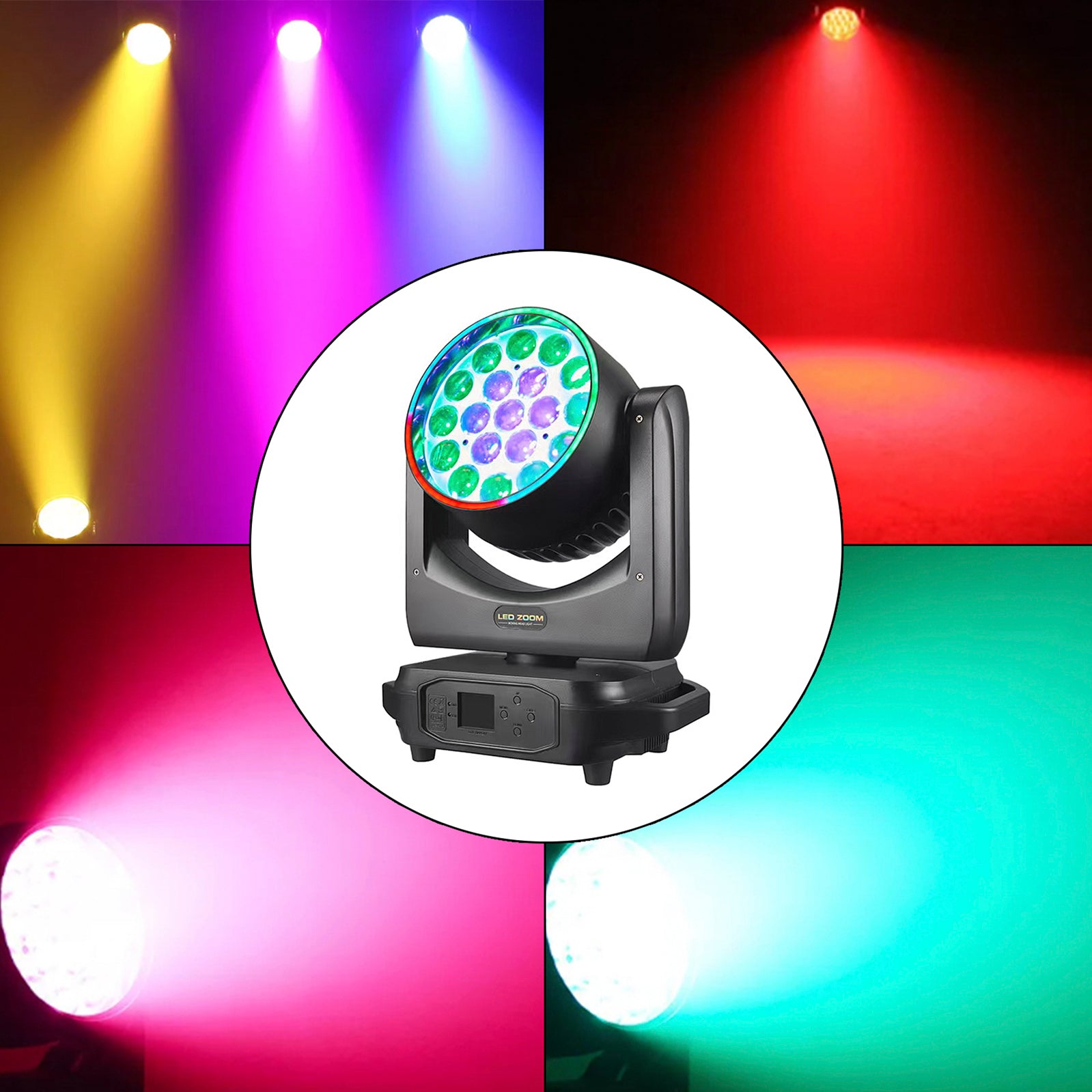 Luce a testa mobile Zoom 19X20W LED RGBW DMX Illuminazione a fascio