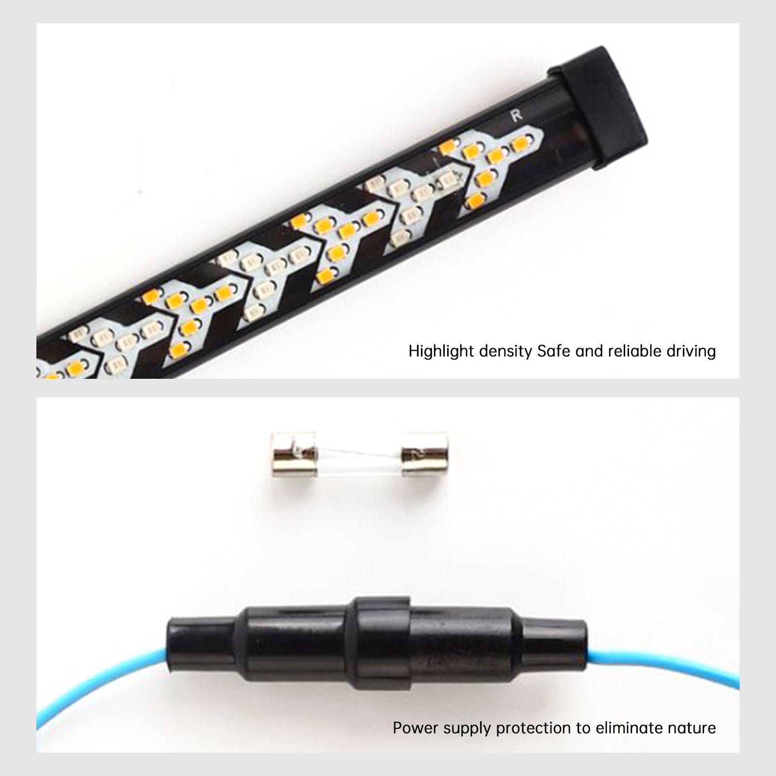 Tira de luces LED traseras para coche y camión, intermitentes dinámicos en forma de D'espina de pescado, 1,5 metros