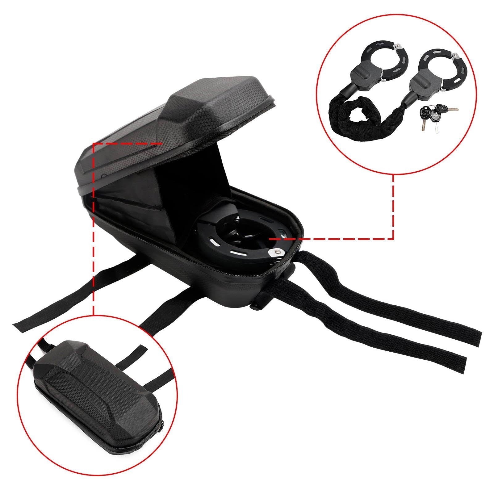 Antifurto con catena da 60 cm e borsa per scooter elettrico e moto