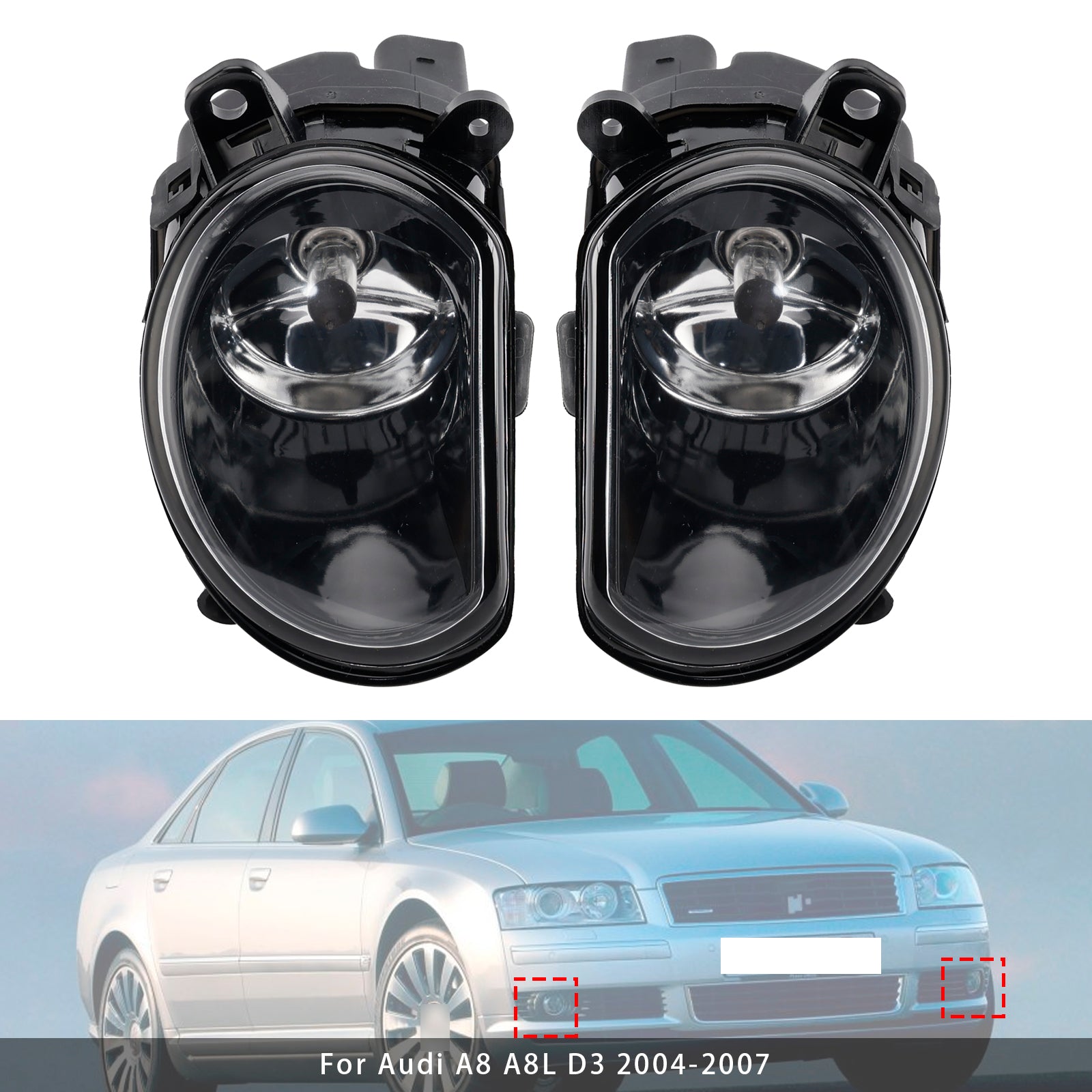 Paire de feux antibrouillard latéraux pour pare-chocs avant Audi A8 D3 2004-2007 4E0941700A