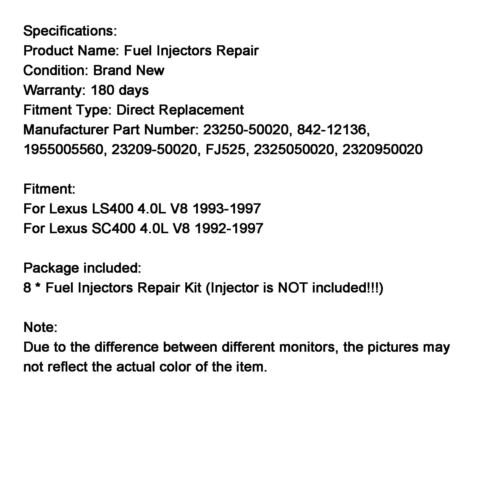 23250-50020 kompleti za popravilo injektorjev za gorivo za Lexus LS400 SC400 4,0L V8 1992-97