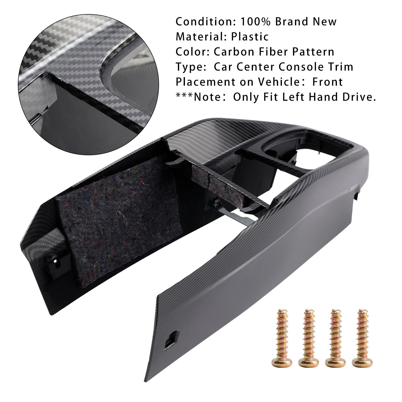 Garniture de console centrale de voiture VW Golf Jetta 1999-2005 1J1863201D motif fibre de carbone