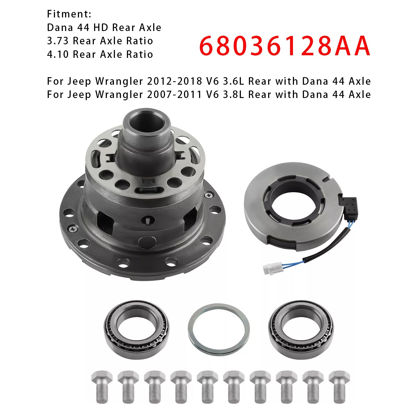 Jeep Wrangler V6 3.6 L 2012-2018 z Dana 44 Zadnji diferencialni in zaklepni komplet 68036128AAA