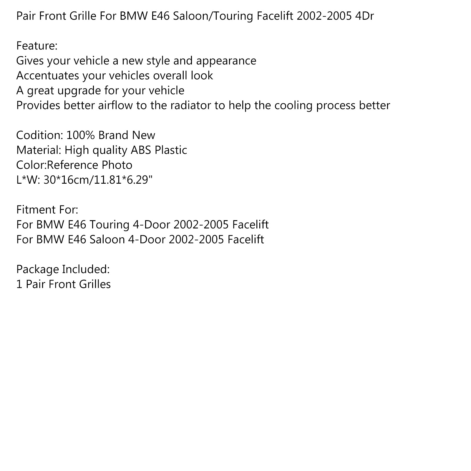 Par Chrome Diamond Grille za BMW E46 Saloon/Touring Facelift 2002-2005 4DR