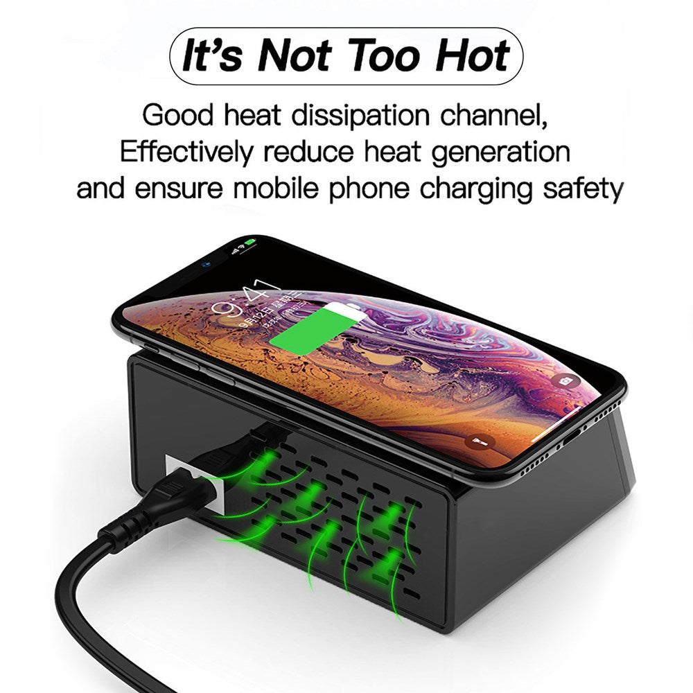 100W 8 puertos USB QC3.0 cargador rápido PD estación de carga inalámbrica enchufe de la UE