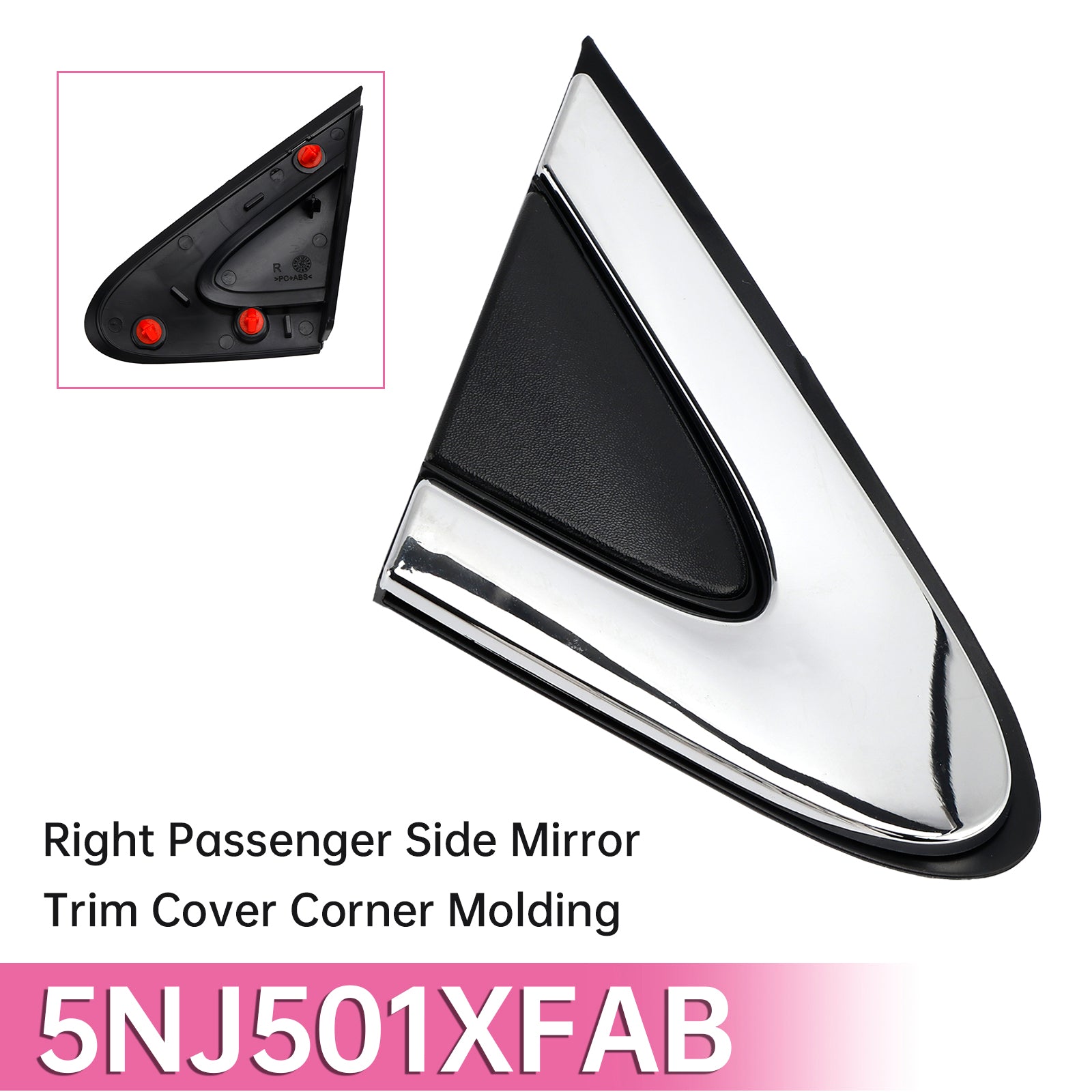 Moulure d'angle de la garniture de rétroviseur côté passager droit pour Chrysler 200 2015-2017