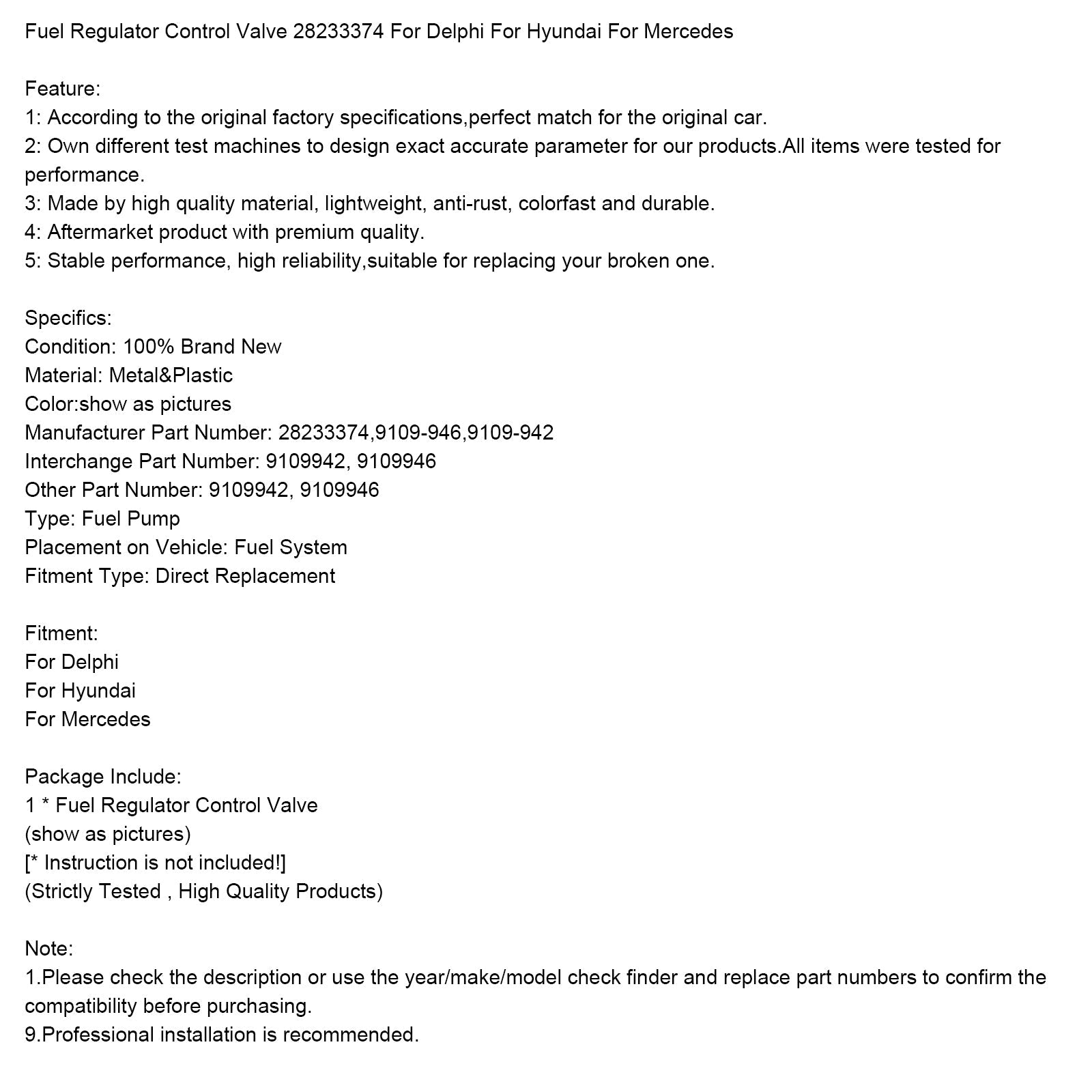 28233374 Brandstofregelaar voor Delphi, Hyundai, Mercedes