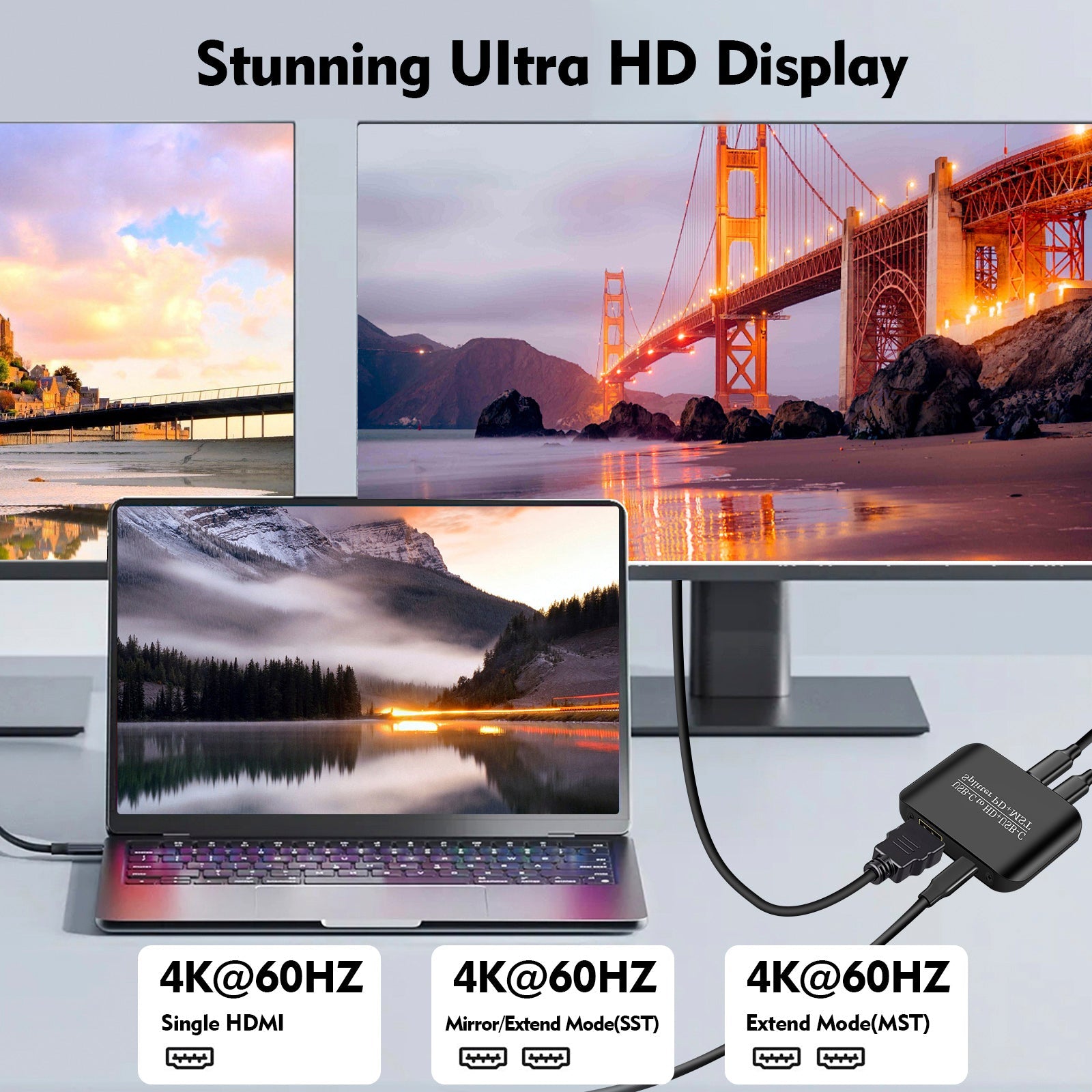 Adaptateur 4K60TYPE-C vers HDMI+TYPE-C, répartiteur d'alimentation pour écrans identiques