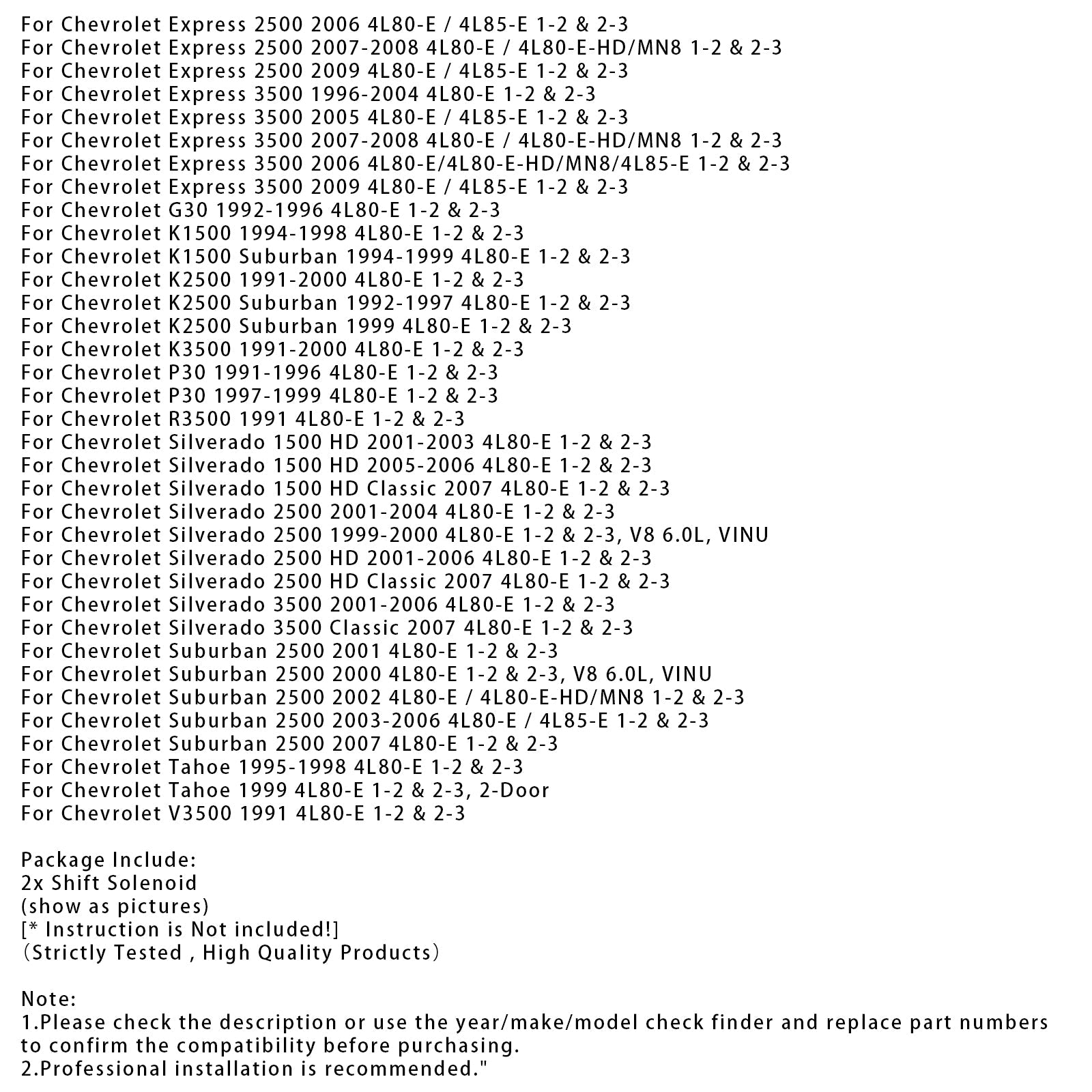 Vaihteen solenoidiventtiili 1-2 & 2-3 24230289 24230288 Chevrolet Silverado 3500