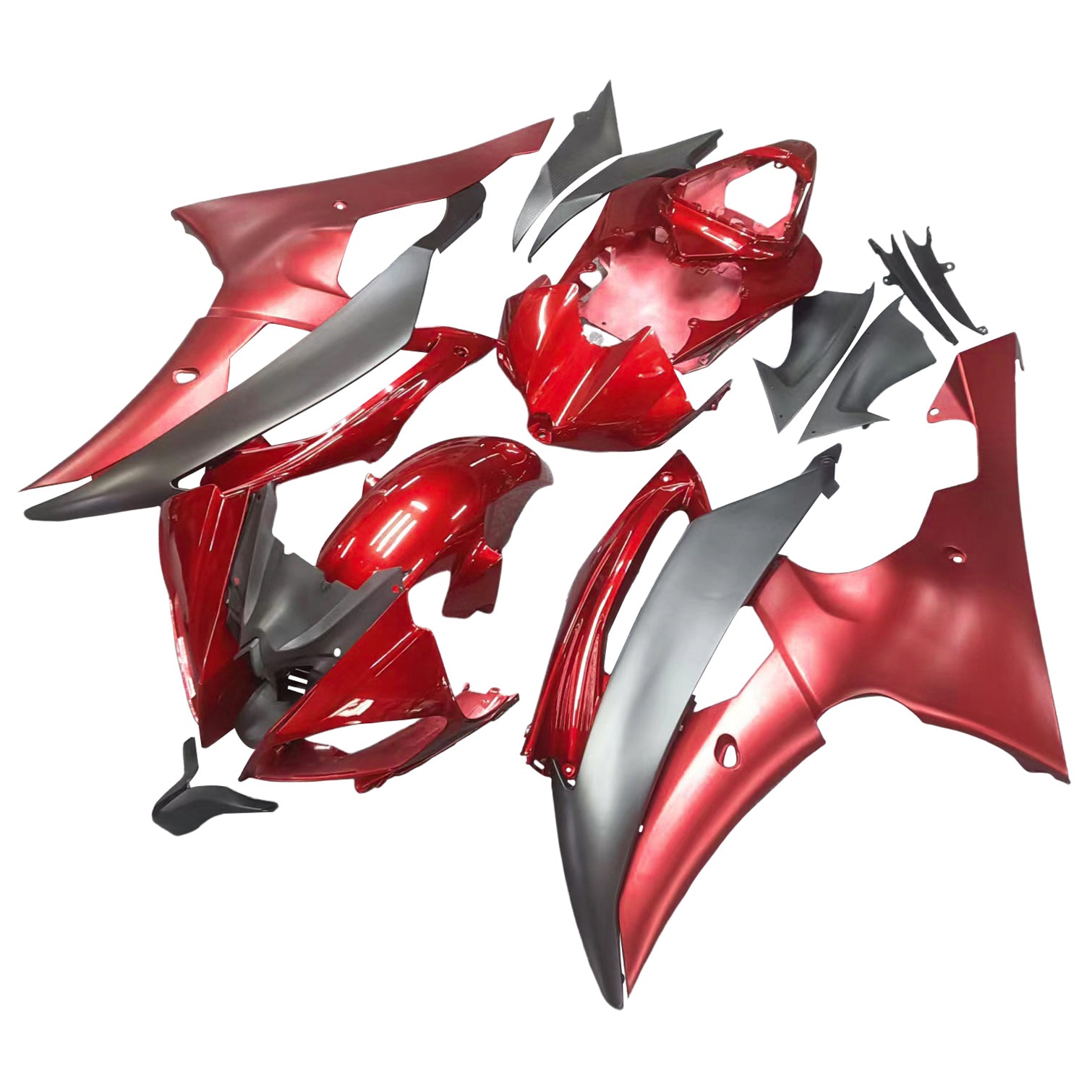 Kit corpo in plastica per iniezione carenatura adatto per YAMAHA YZF-R6 2008-2016 Rosso opaco Nero