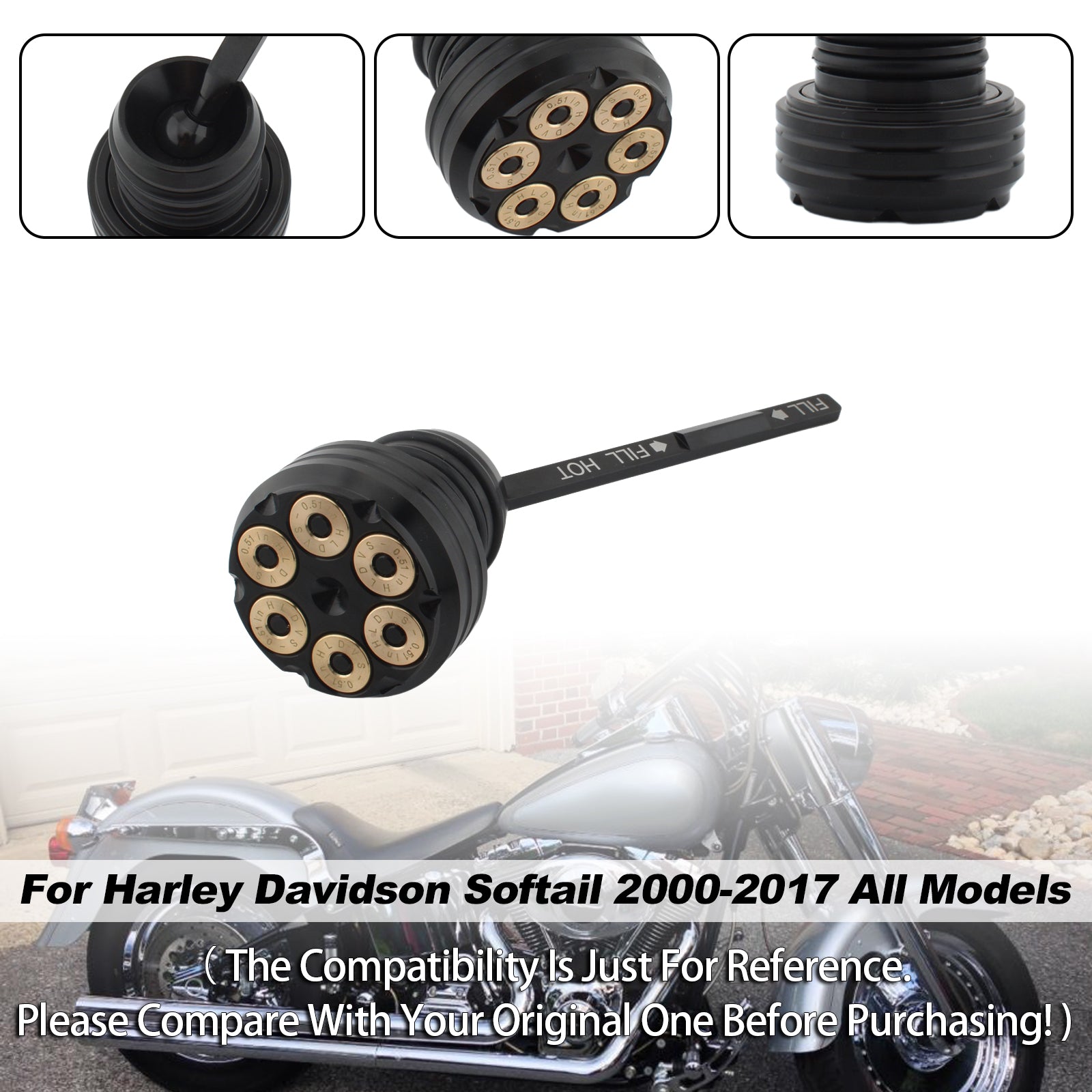 Tapa del tanque de medidor de aceite para Softail 2000-2017 Todos los modelos