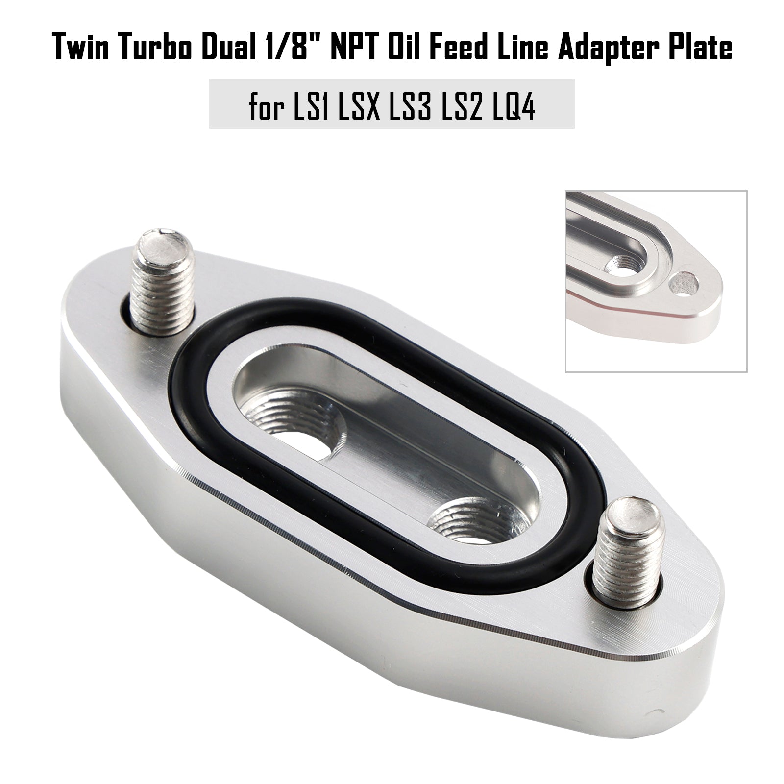 Adattatore per tubo di alimentazione dell'olio Twin Turbo Dual da 1/2"8""NPT per LS1 LSX LS3 LS2 LQ4