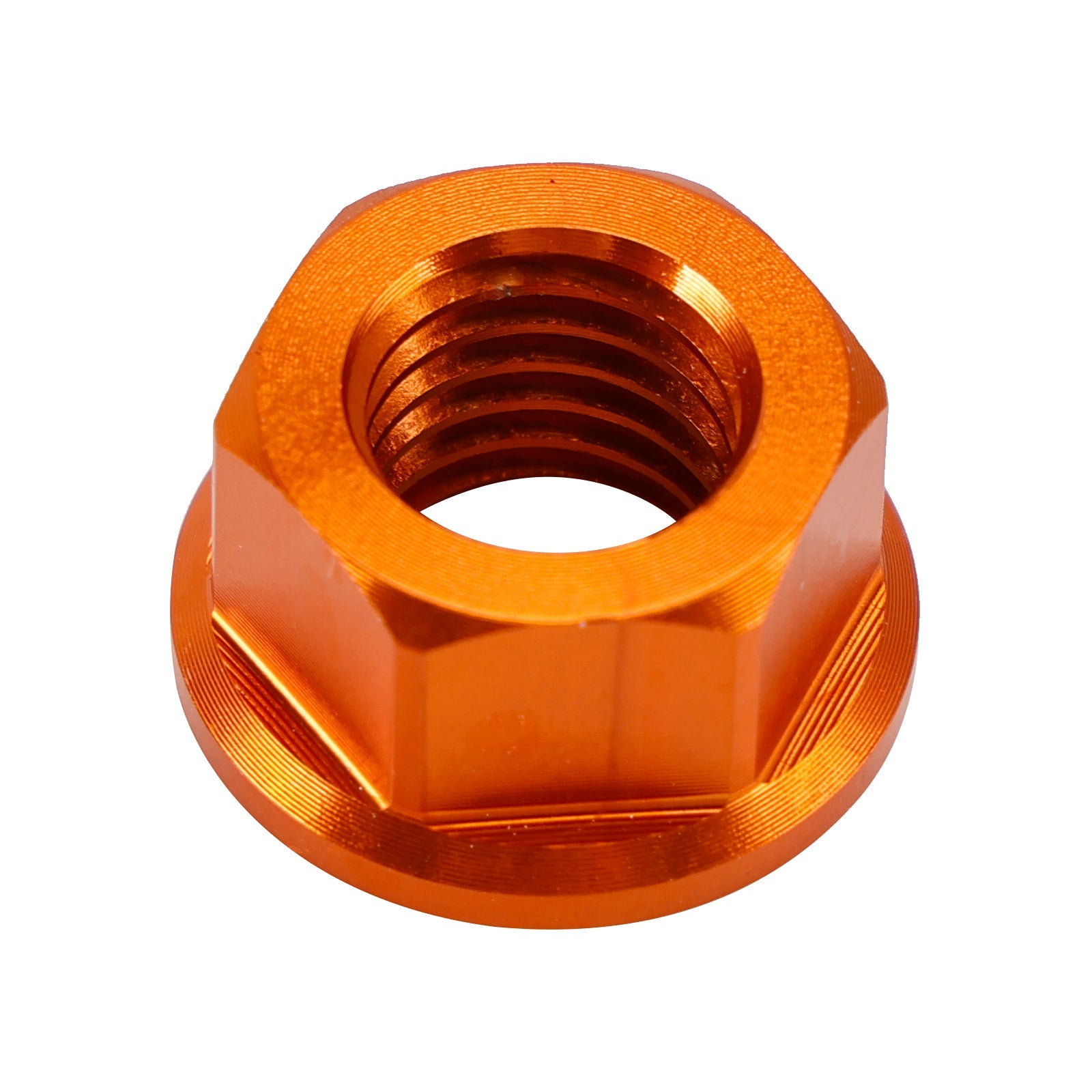 Lot de 6 écrous à bride de pignon arrière en aluminium M10 x 1,5 mm, orange, pour moto.