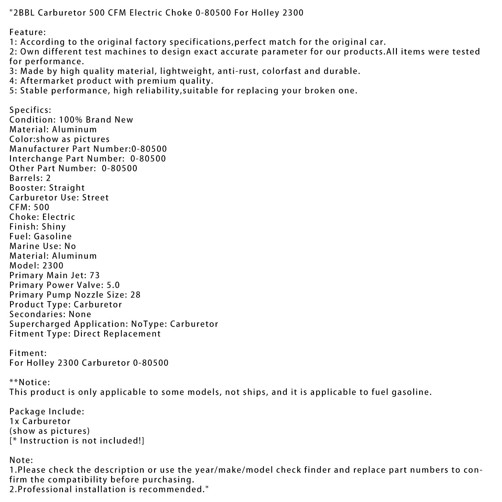 Migliora il tuo motore - Holley 0-80500 500 CFM Carburatore con facile avvio elettrico