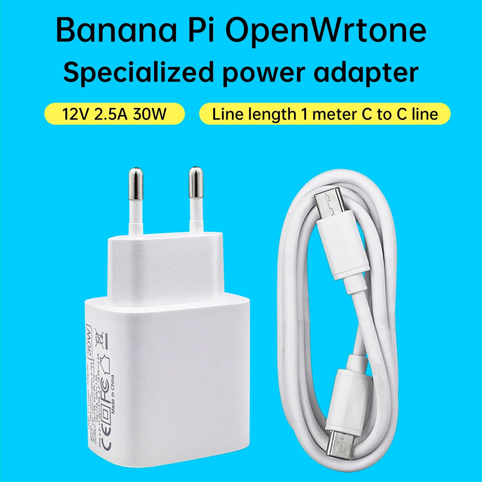 Banana Pi Openwrtone Routeter Karta rozwoju, dedykowany adapter sektorowy, 12 V 2.5 A ładowarka, gniazdo UE