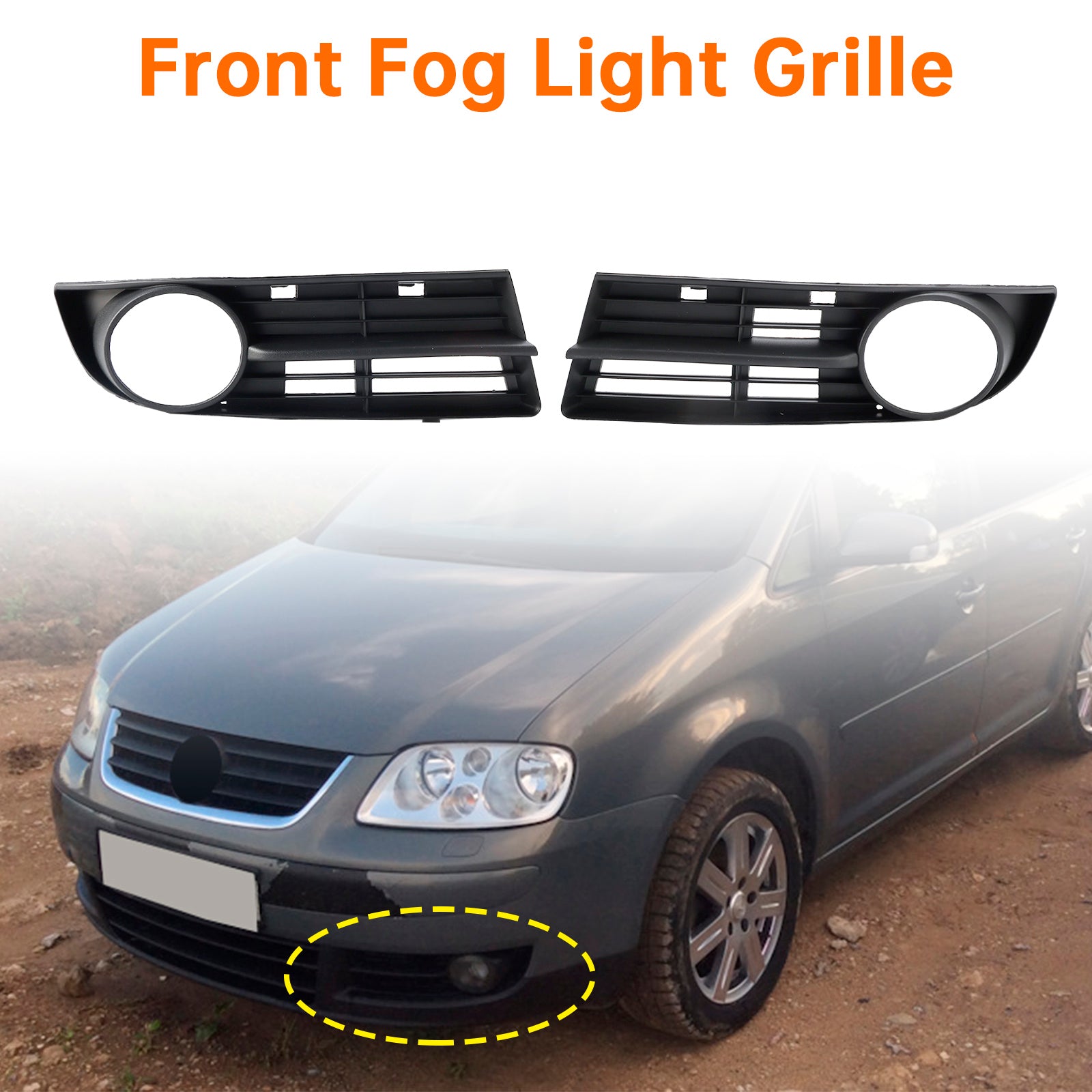 2003.02-2006.12 VOLKSWAGEN TOURAN (1T) Grille de phare antibrouillard de pare-chocs avant pré-remodelée 1T0807666A 1T0853665A9B9