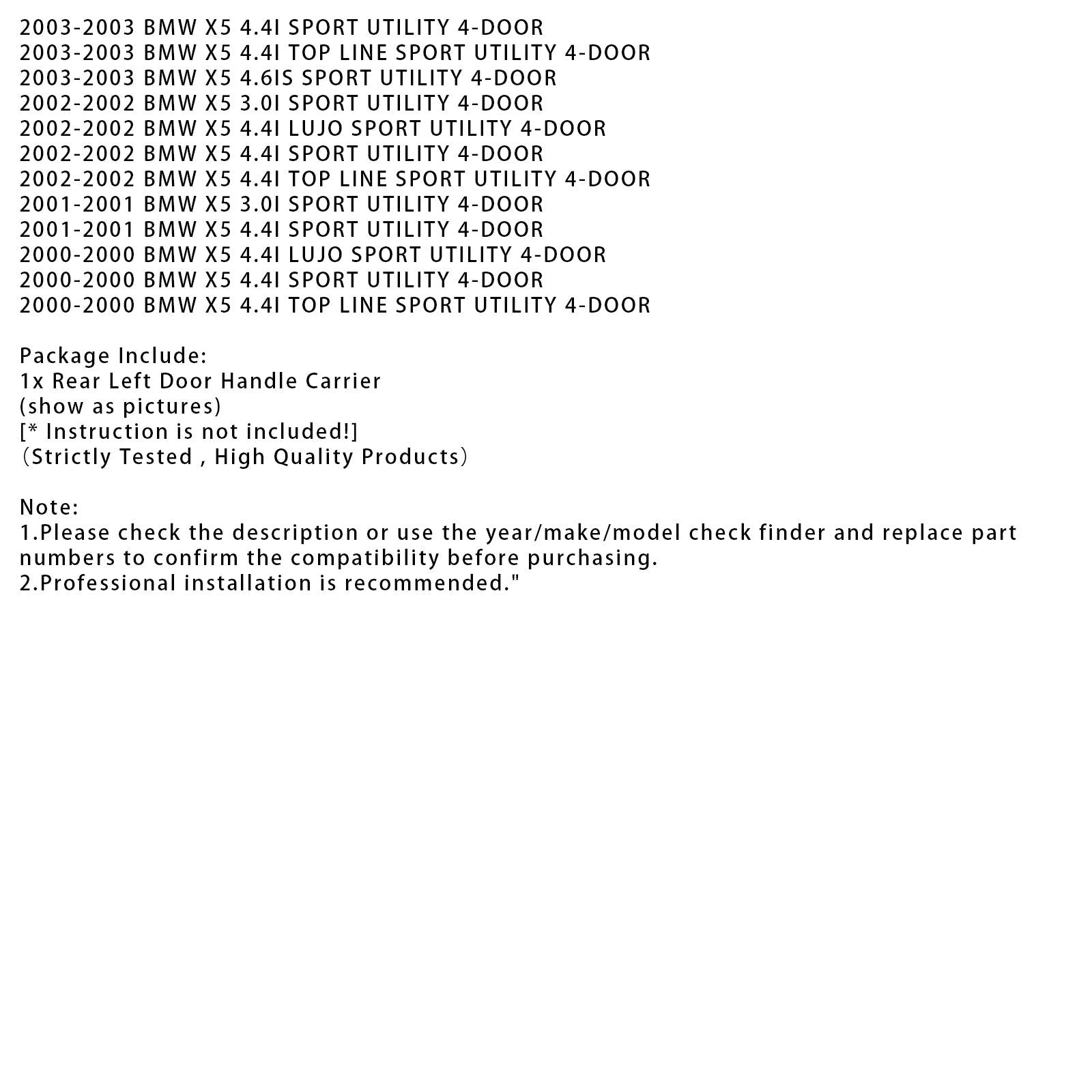Soporte exterior de la manija de la puerta trasera izquierda 512228243635 para BMW E53 x5