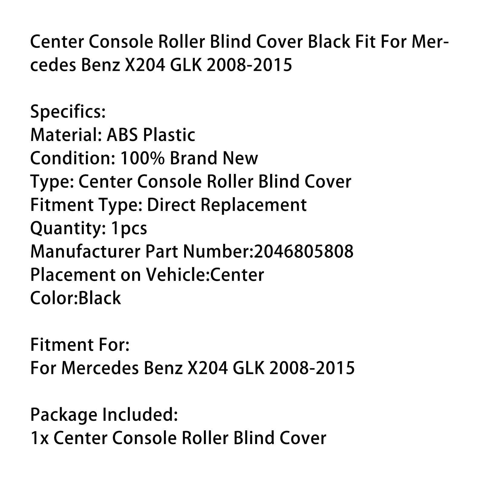 Cache Sleeer dla Black Central Console, kompatybilny z Mercedes Benz x204 GLK 2008-2015
