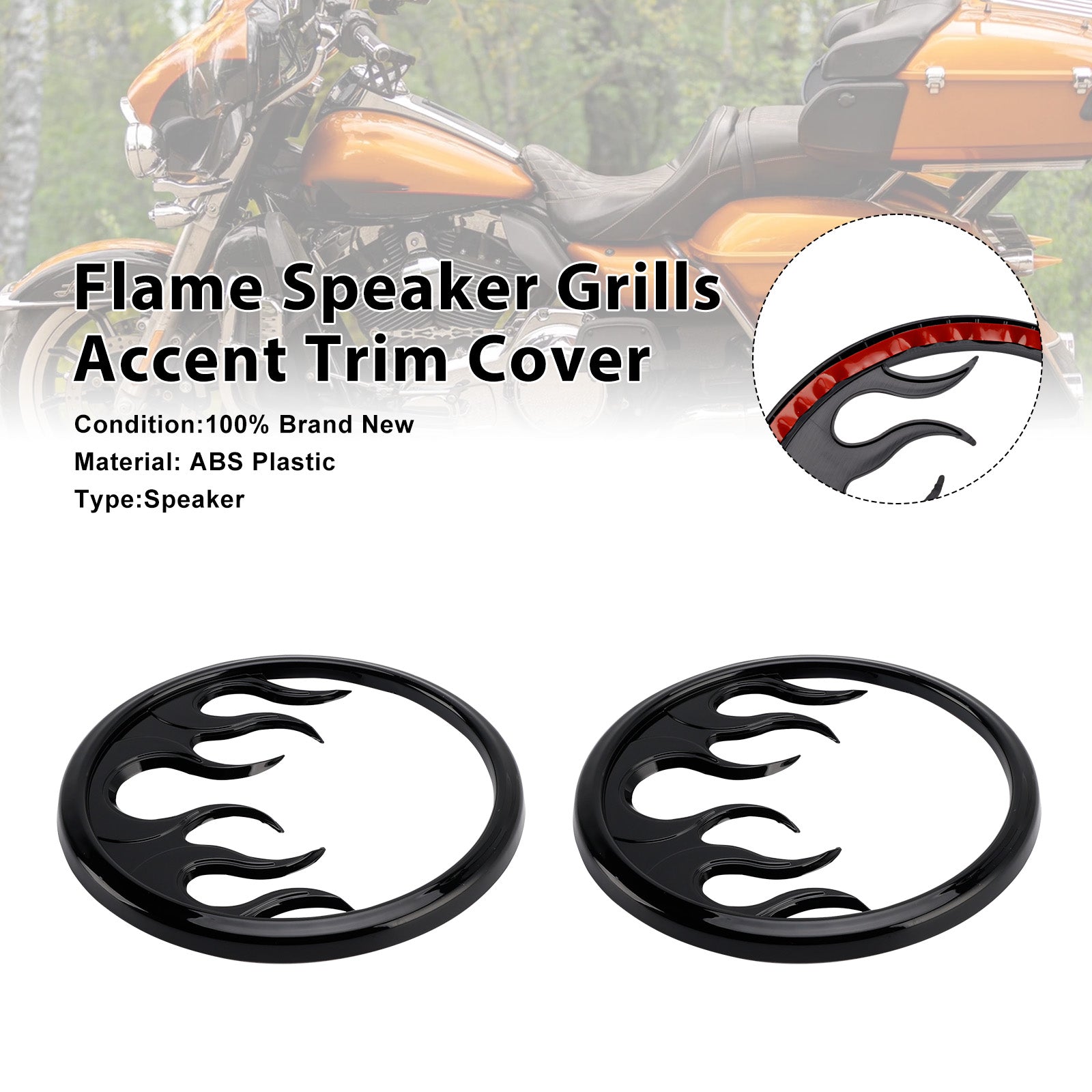 Flame Speaker Grills Decoratieve rand voor Touring Electra Glide Ultra Classic