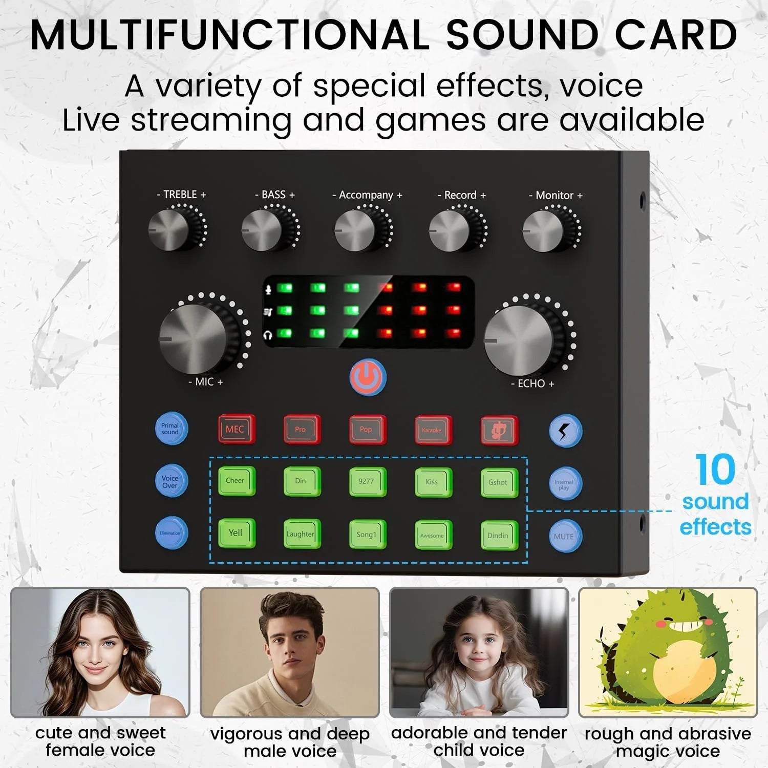 Scheda audio V8s Live per la registrazione di podcast, canto, streaming e giochi