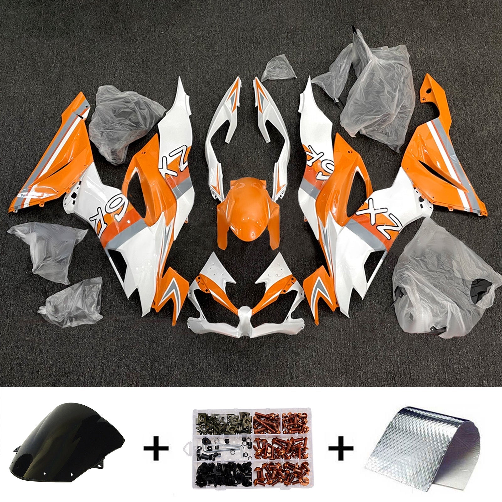 Kit de carénage injecté en plastique ABS compatible avec Kawasaki ZX6R 2019-2023