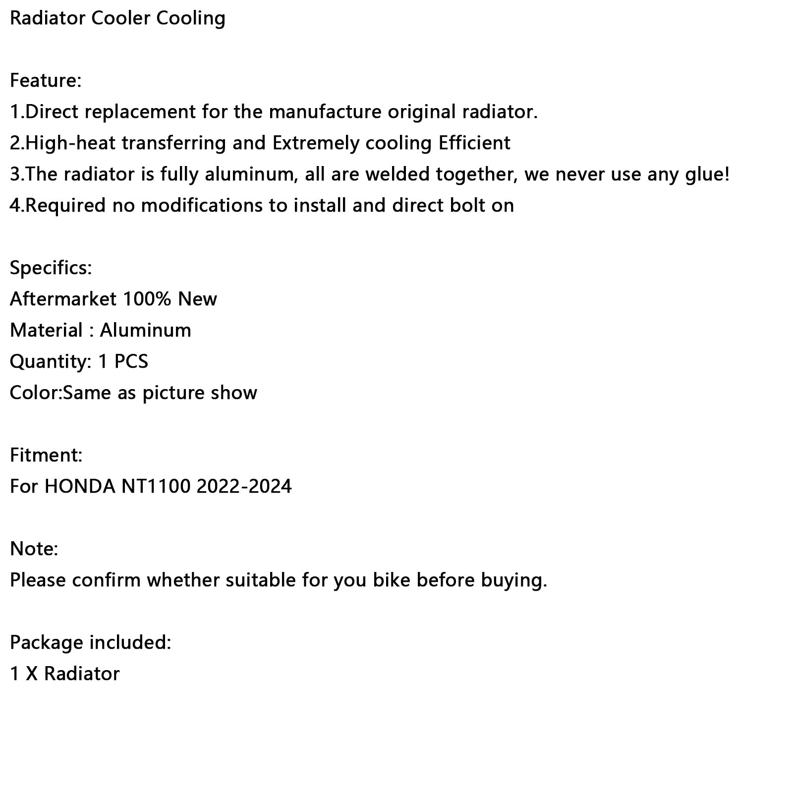 Chłodnica silnika dla Honda NT1100 2022-2024