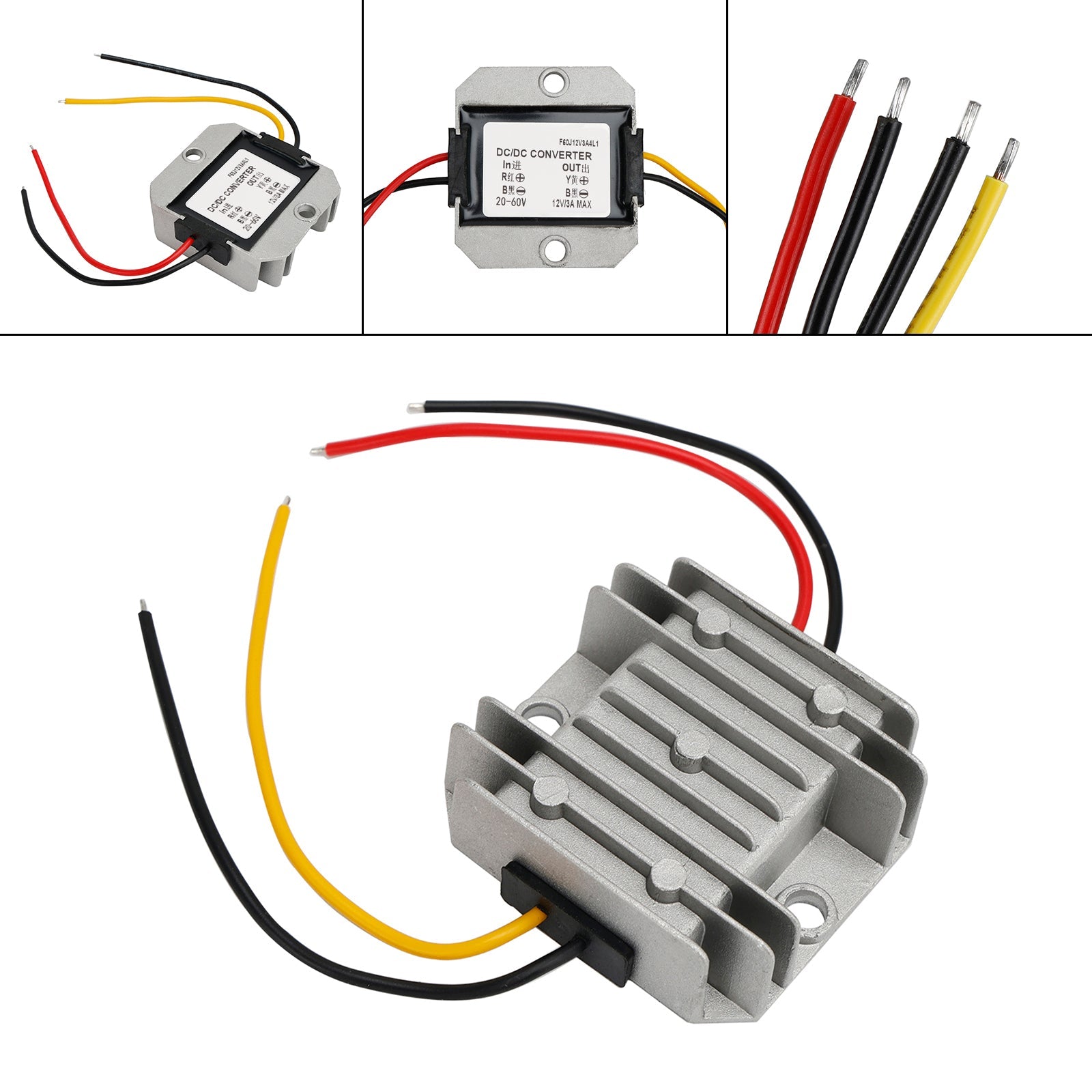 Convertisseur de puissance abaisseur DC20-60 V vers DC12 V 3 A 36 W, étanche