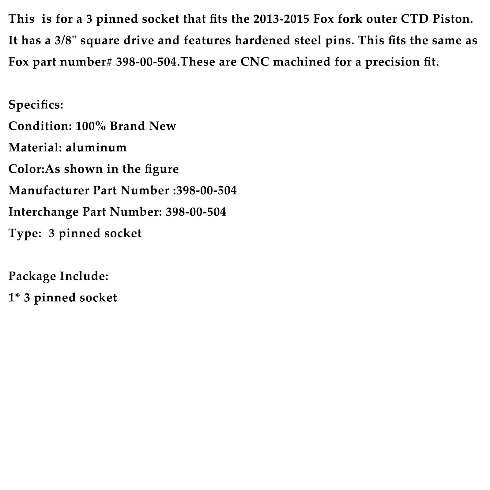 Herramienta de extracción de horquilla de pistón exterior Fox CTD de 3 puntas - 398-00-504