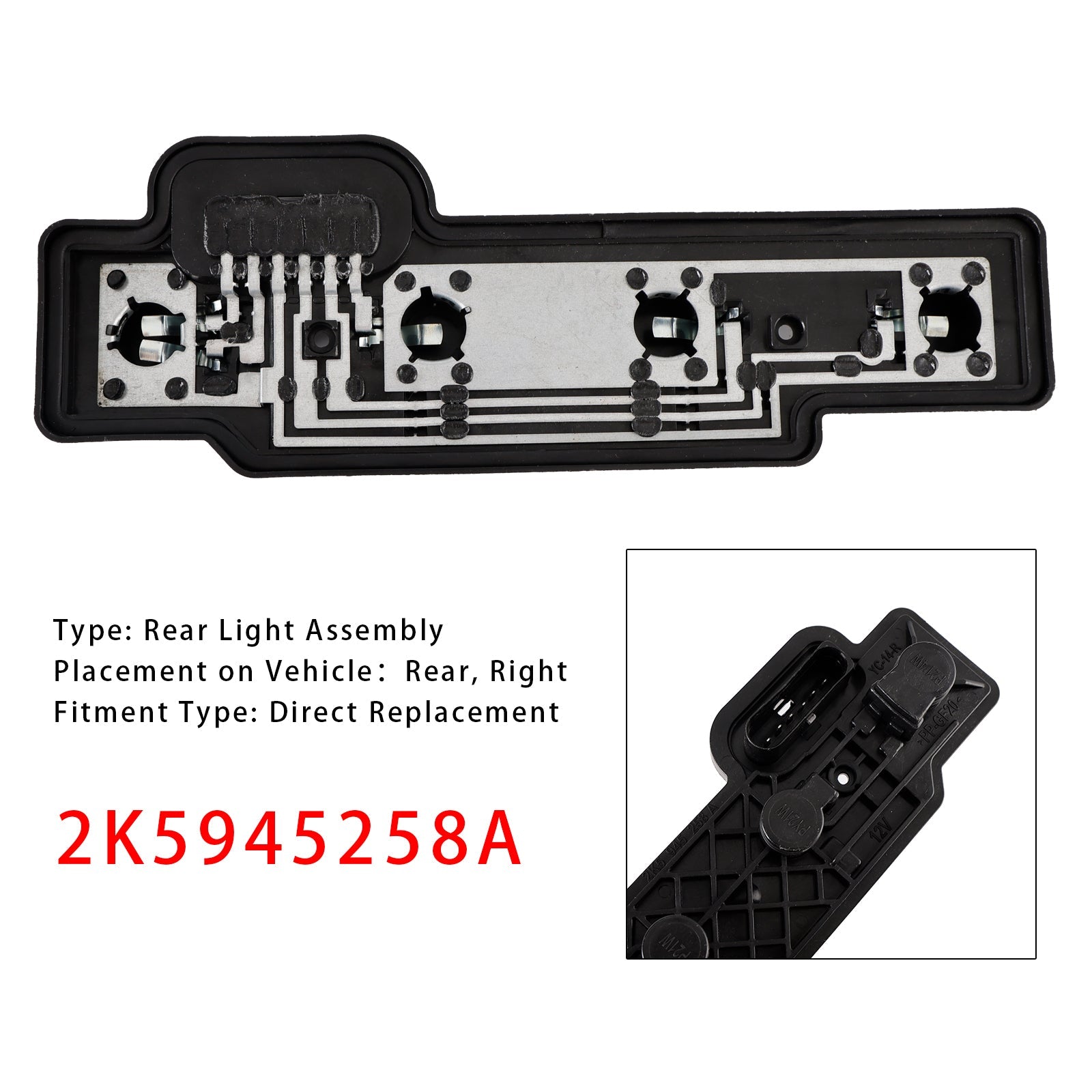 Support d'ampoule de feu arrière droit pour VW Caddy 2004-2014 2K5945258A