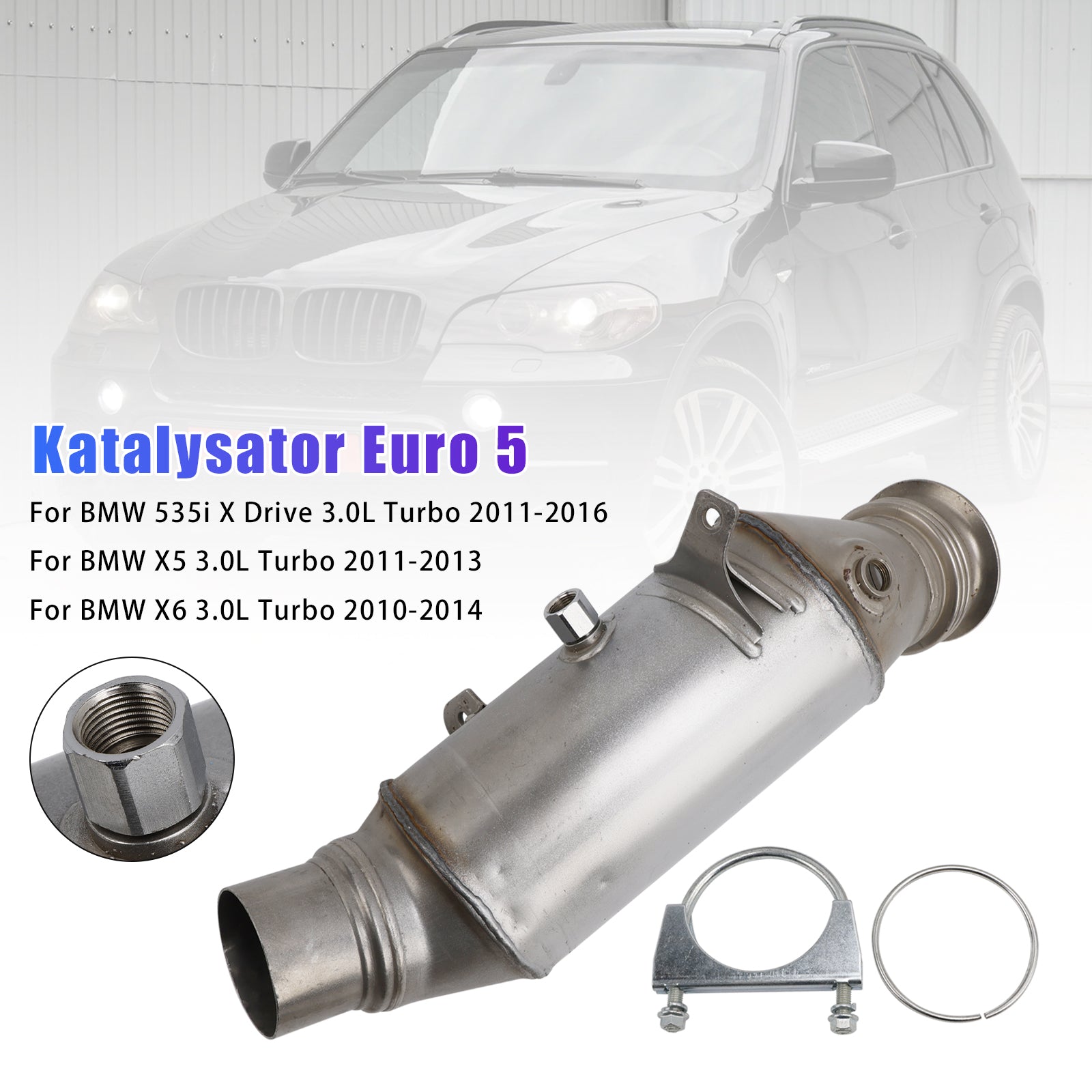 Convertidor catalítico Euro 5 para BMW X6 3.0L Turbo (2010-2014)