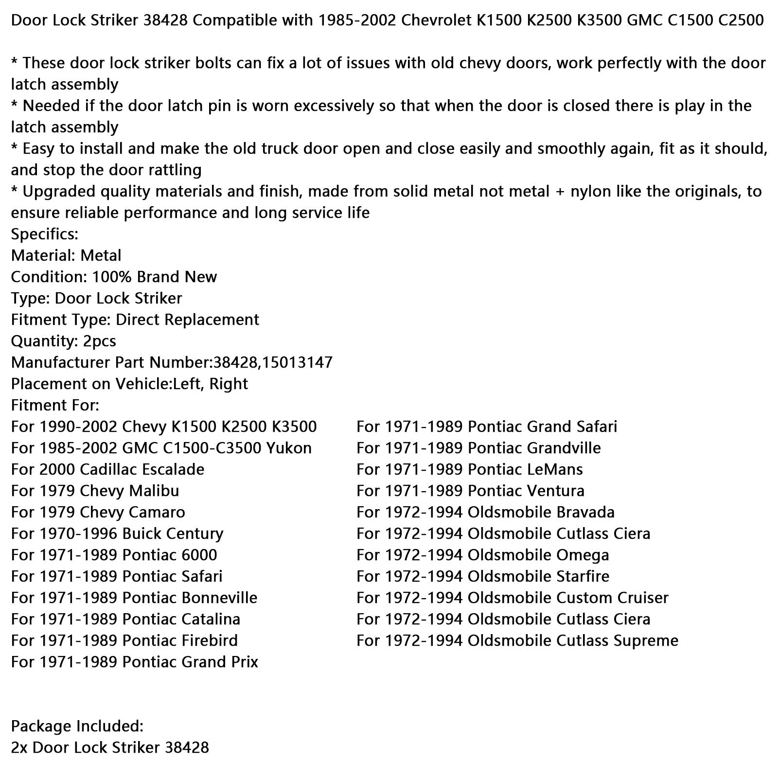 Brez ključavnic za Chevrolet Malibu Yukon 1979 38428 38428,15013147