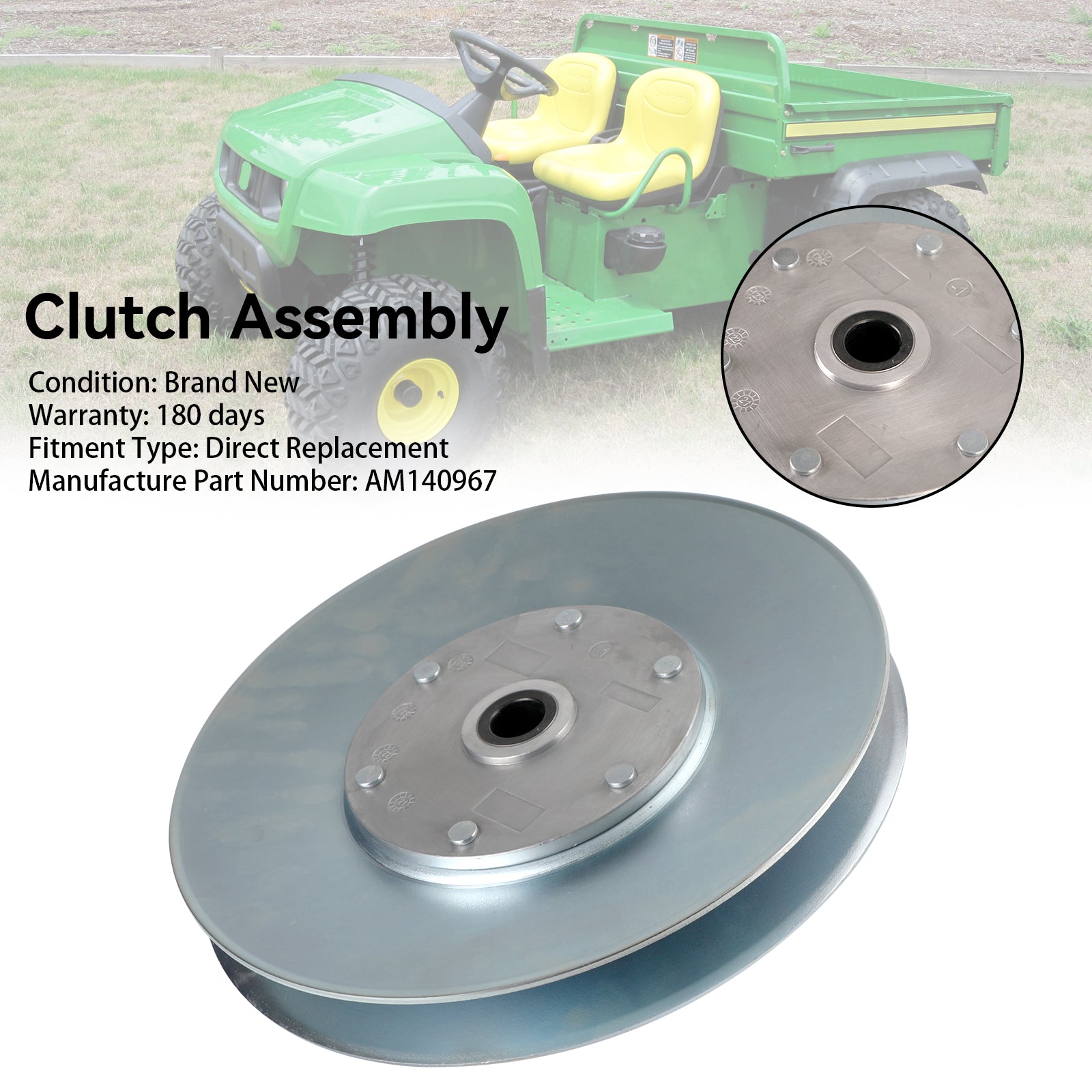 Embrague secundario de polea impulsada por transeje AM140967 para John Deere Gator 4X2